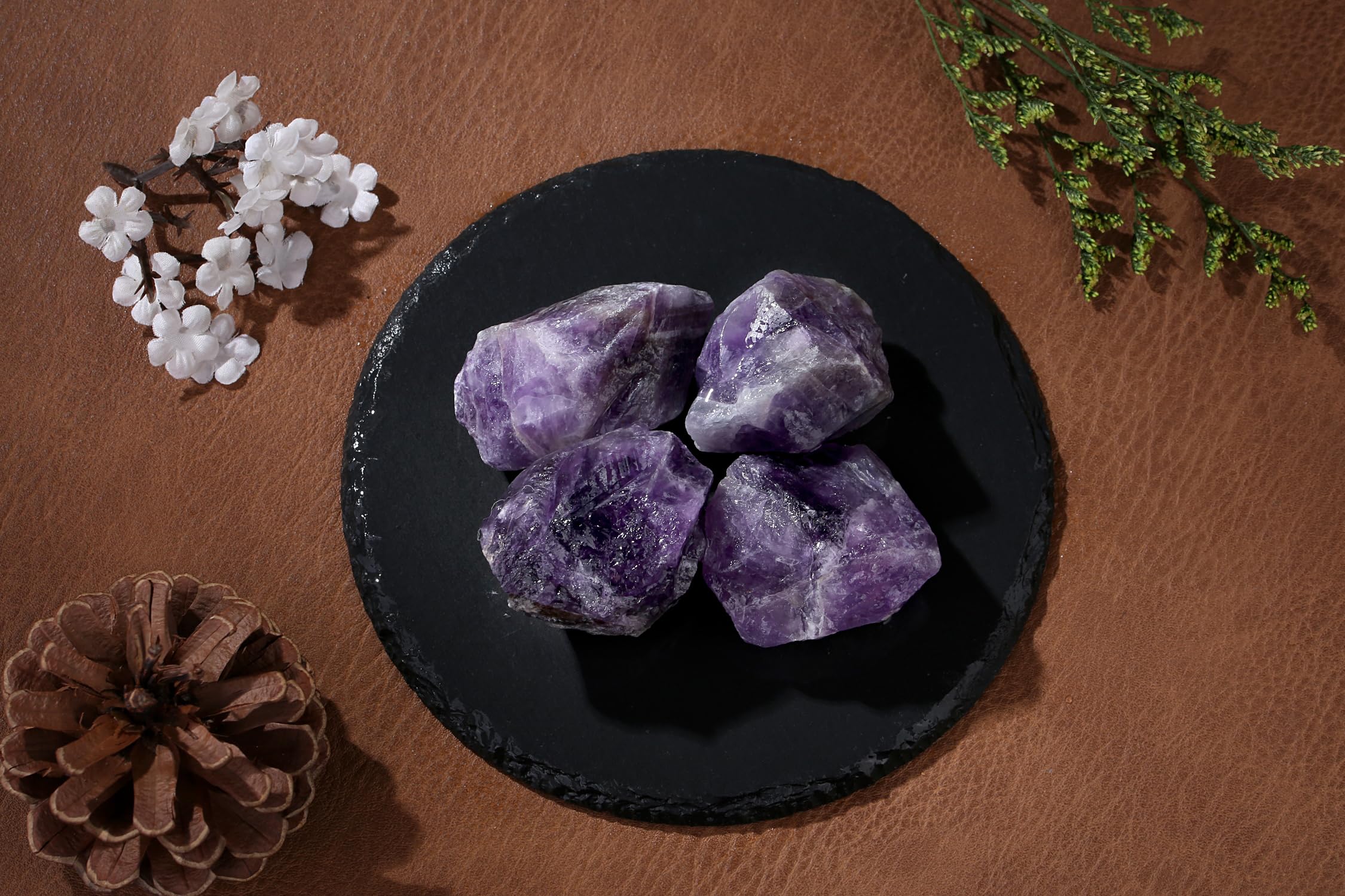 QINJIEJIE 2PCS Amethyst Raw Crystals 1.8-2.2'' Raw Crystals Healing Stones Bulk Large Stones for Tumbling, Cabbing, Fountain Rocks, Polishing, Handmade, Wicca Reiki, Wire Wrapping,DIY Decoration