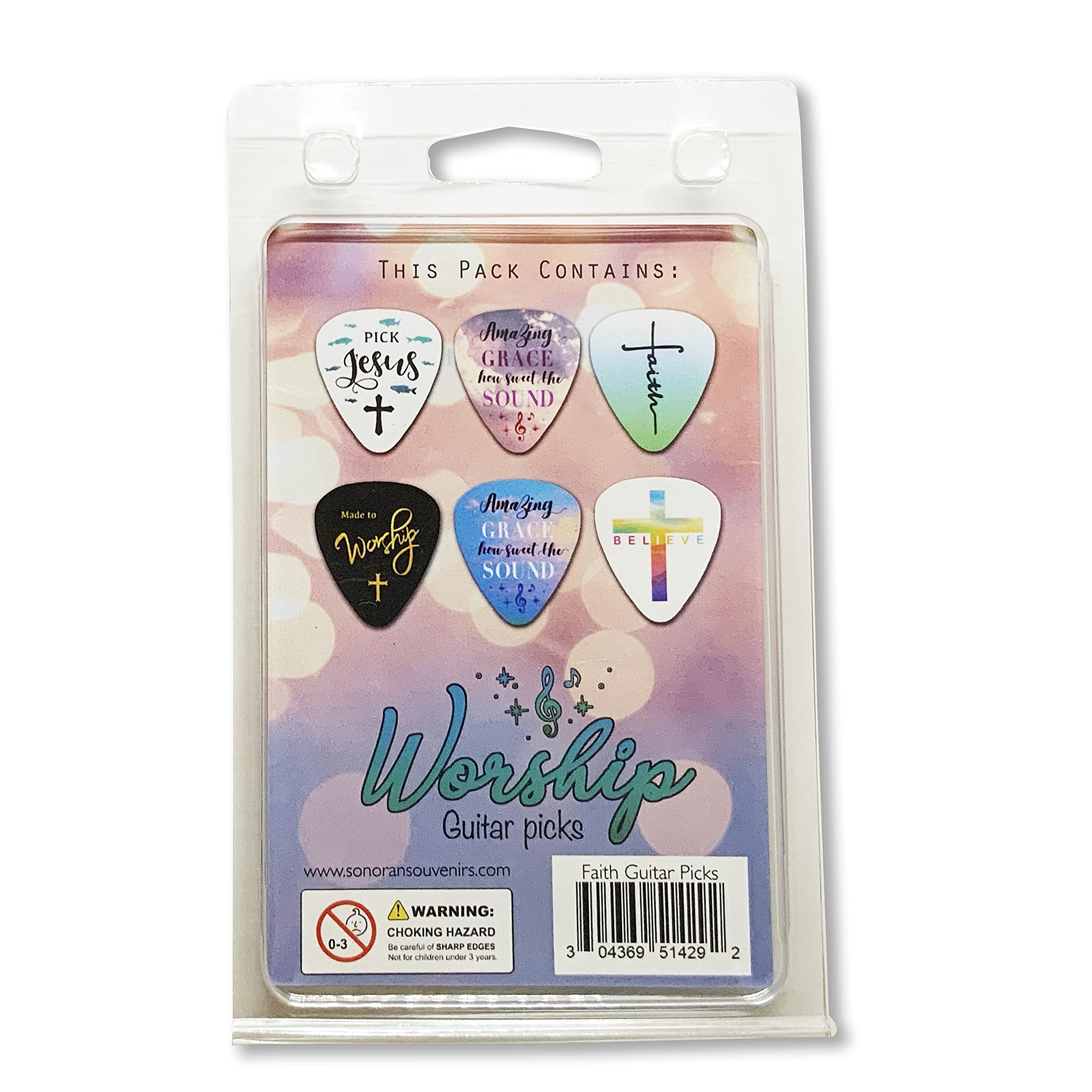 Sonoran Souvenirs Guitar Picks 6 Pack - Inspirational Designs for Church Bands, Musicians & Jewelry Crafters - Medium 0.71mm, Celluloid, Smooth Surface - Perfect for Arts and Crafts