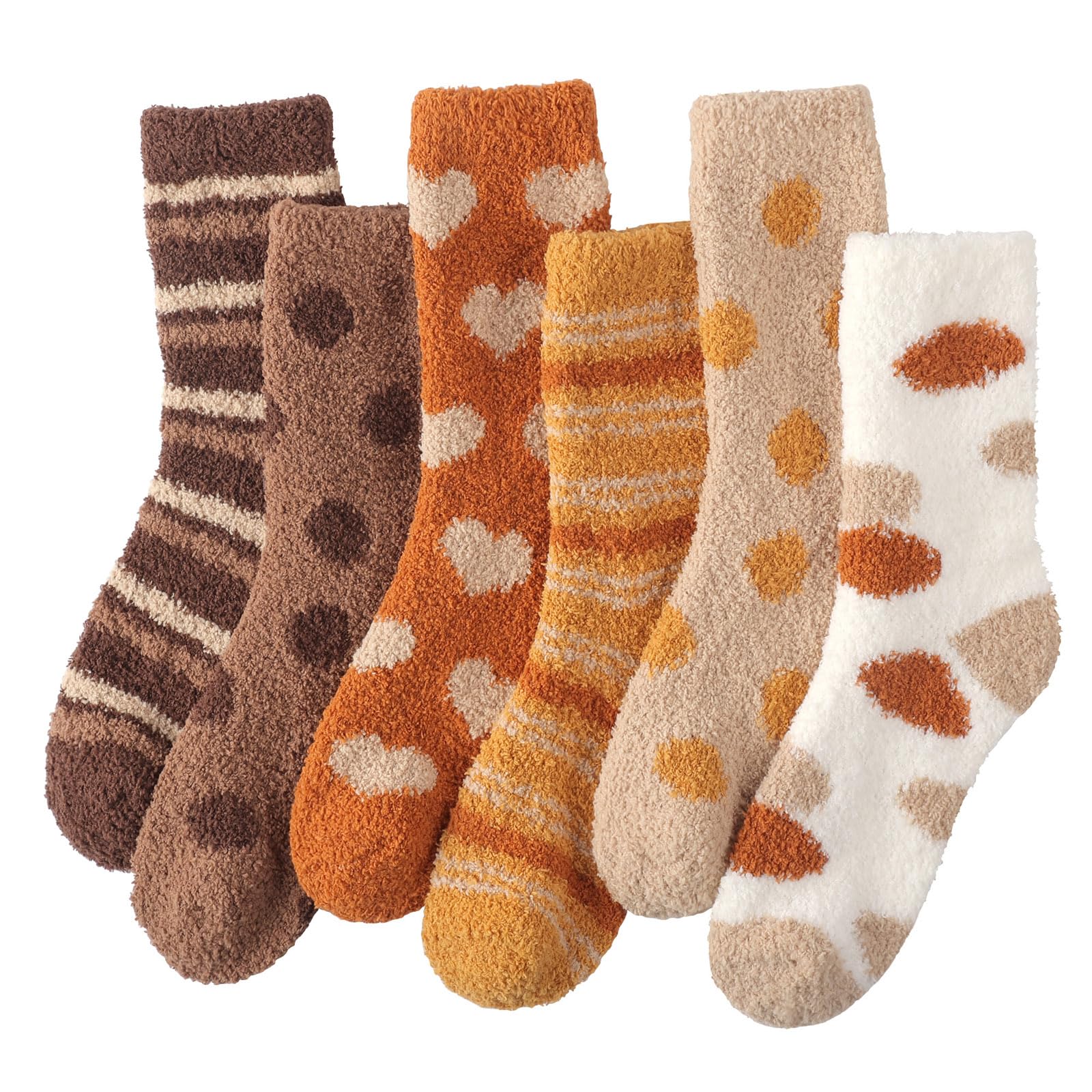 Toes Home Fuzzy Socks for Women Soft Fluffy Winter Cozy Slipper Socks Plush Sleep Fall Socks for Christmas Valentine's Day 6 Pairs