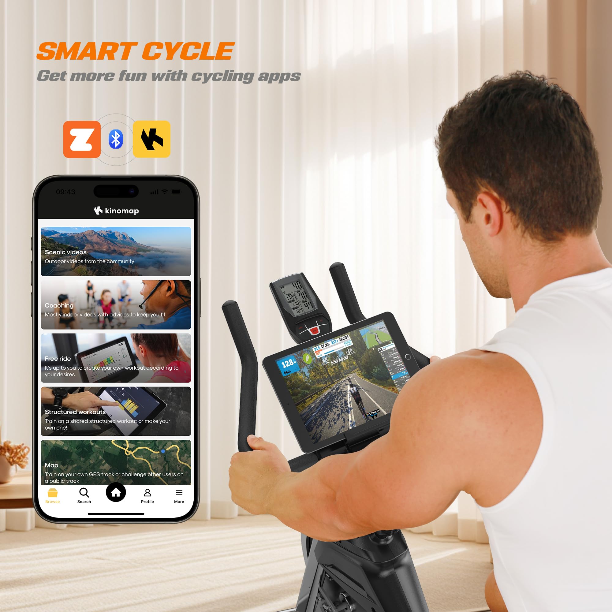 YOSUDA Light Commercial Exercise Bike for Home Magnetic Exercise Bike Stationary 350LB Capacity, Exercise Bike with Bluetooth, Indoor Cycling Bike with Tablet Mount & Comfortable Seat Cushion