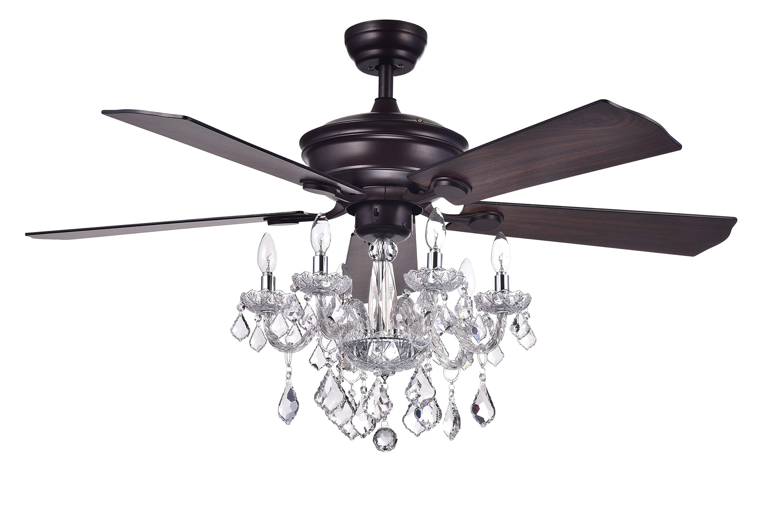 Warehouse of Tiffany CFL-8213REMO/AB Havorand 52-inch 5-Blade Crystal Chandelier (Optional Remote) Ceiling Fan, One Size, Antique Bronze