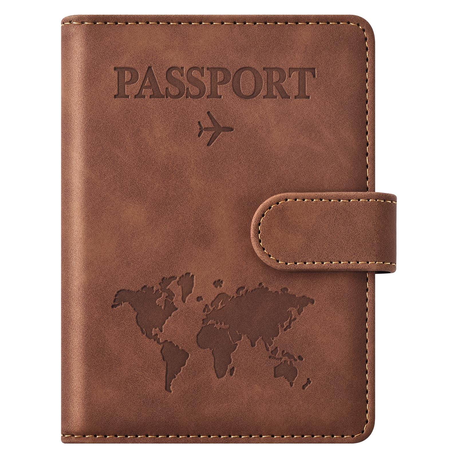 Eoehro Passport Holder for Travel Essentials, Passport Wallet Cover Case for Travel Must Haves Accessories,Passport Book Holders for Women and Men(brown)