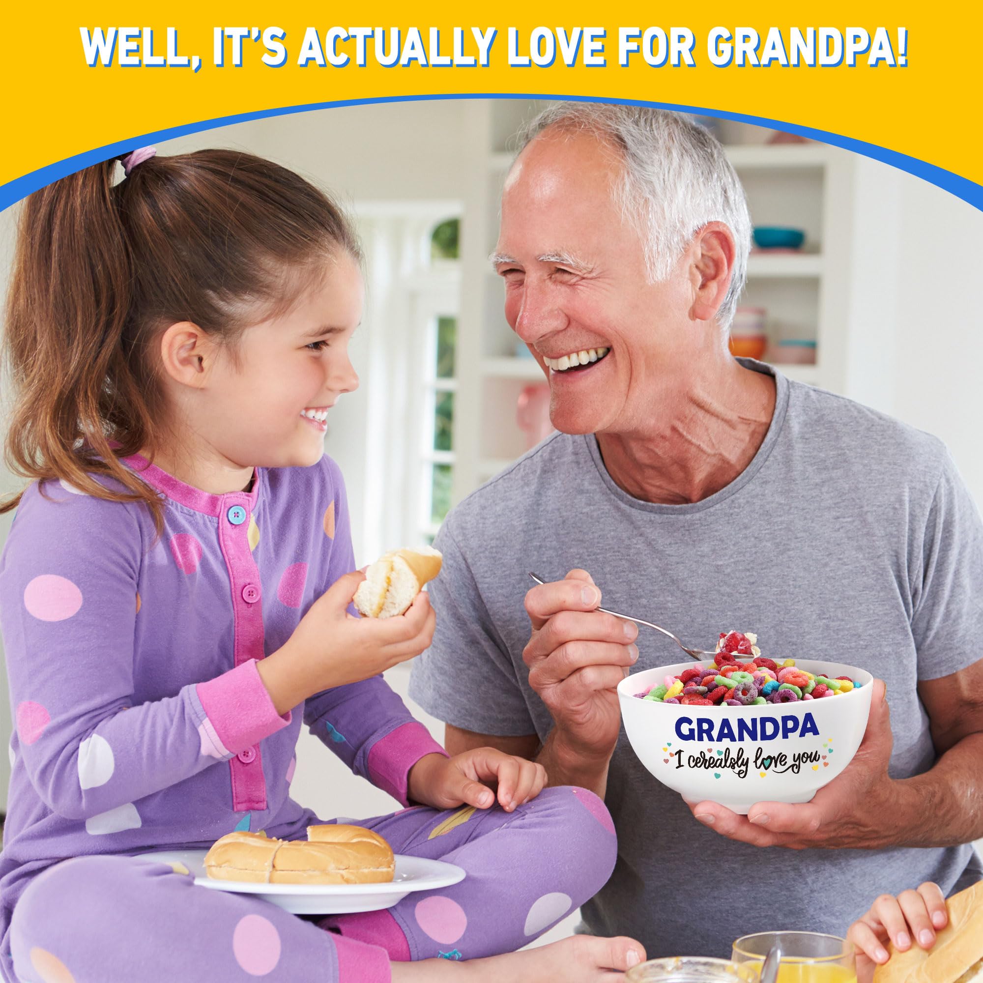 BackURyear Grandpa Gifts from Granddaughter, Cool Gifts for Grandfather Holidays Christmas Birthday Fathers Day from Grandkids, Grandchildren, Grandson, Grandpa Cereal Bowl Present