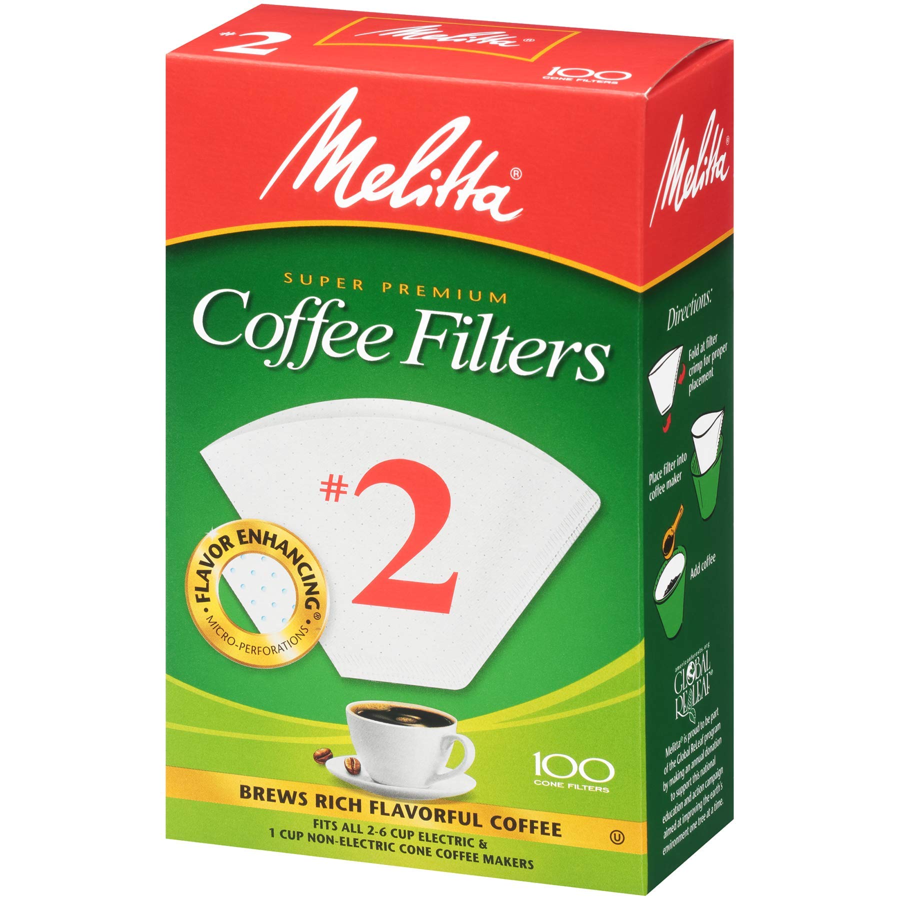Melitta #2 Cone Coffee Filters, White, 100 Count