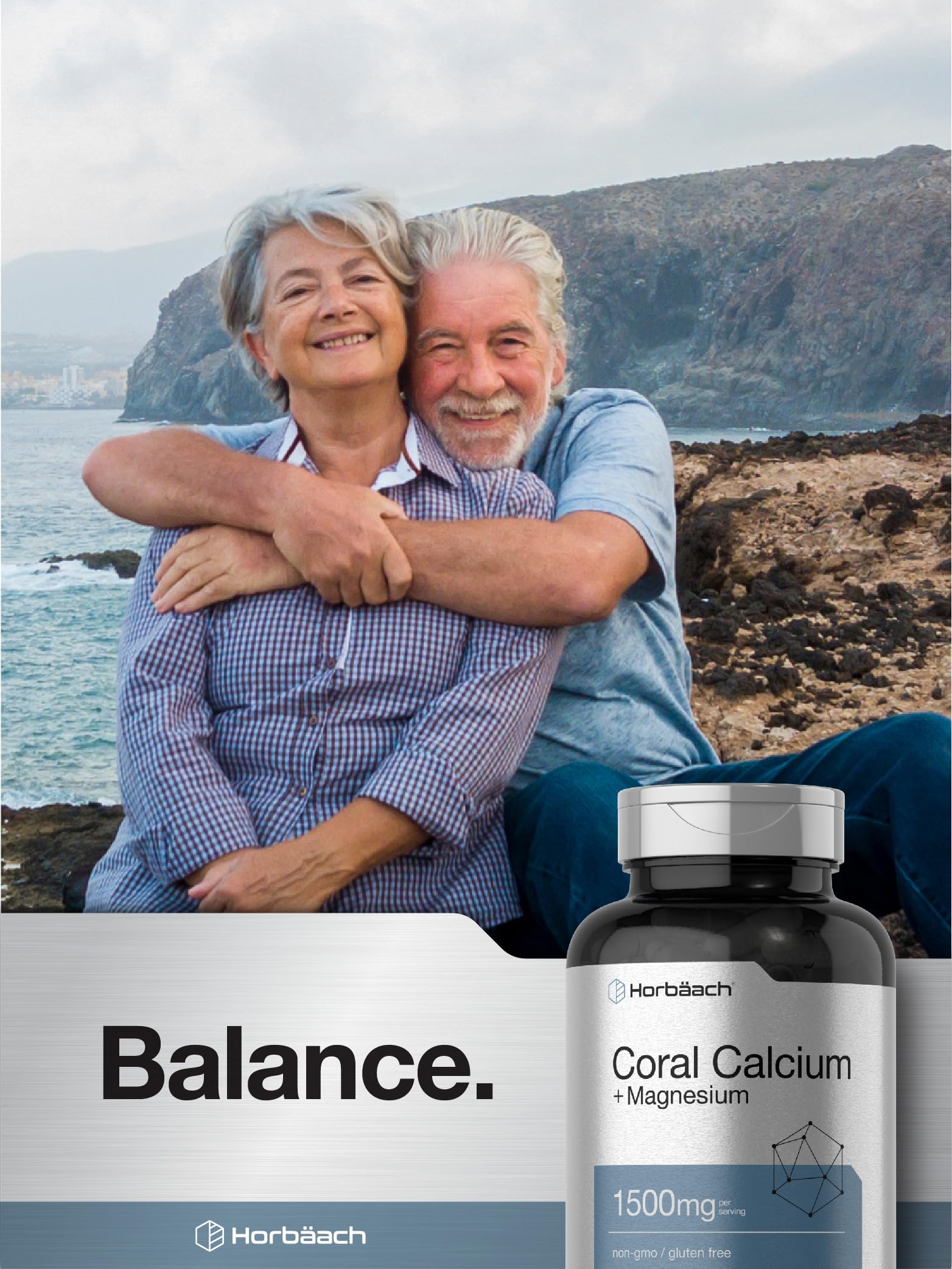 Horbäach Coral Calcium 1500mg 150 Capsules | Plus Magnesium | Non-GMO, Gluten Free Supplement
