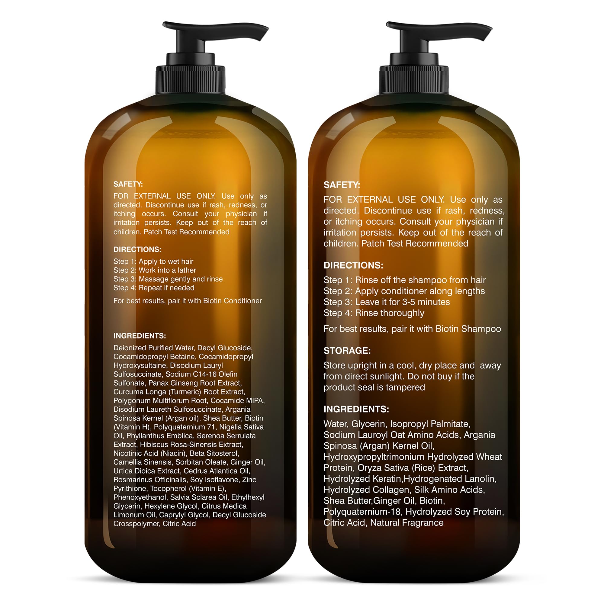 Botanic Hearth Biotin Shampoo and Conditioner Set - with Ginger Oil & Keratin for Hair Loss and Thinning Hair for Men and Women - Sulfate Free, 16 fl oz each