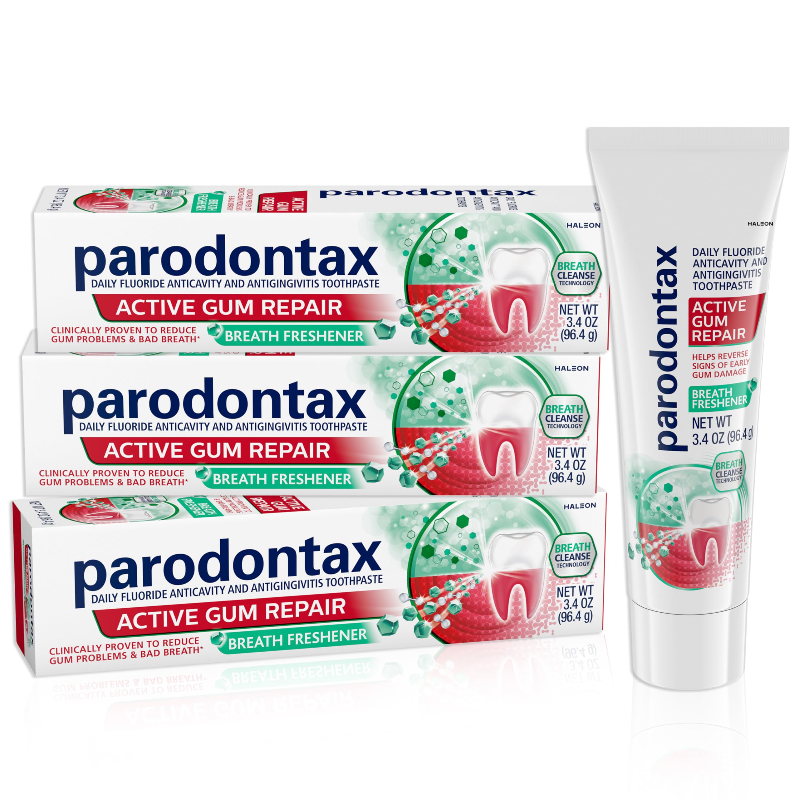 Parodontax Active Gum Repair Breath Freshener Toothpaste, 3x3.4 oz