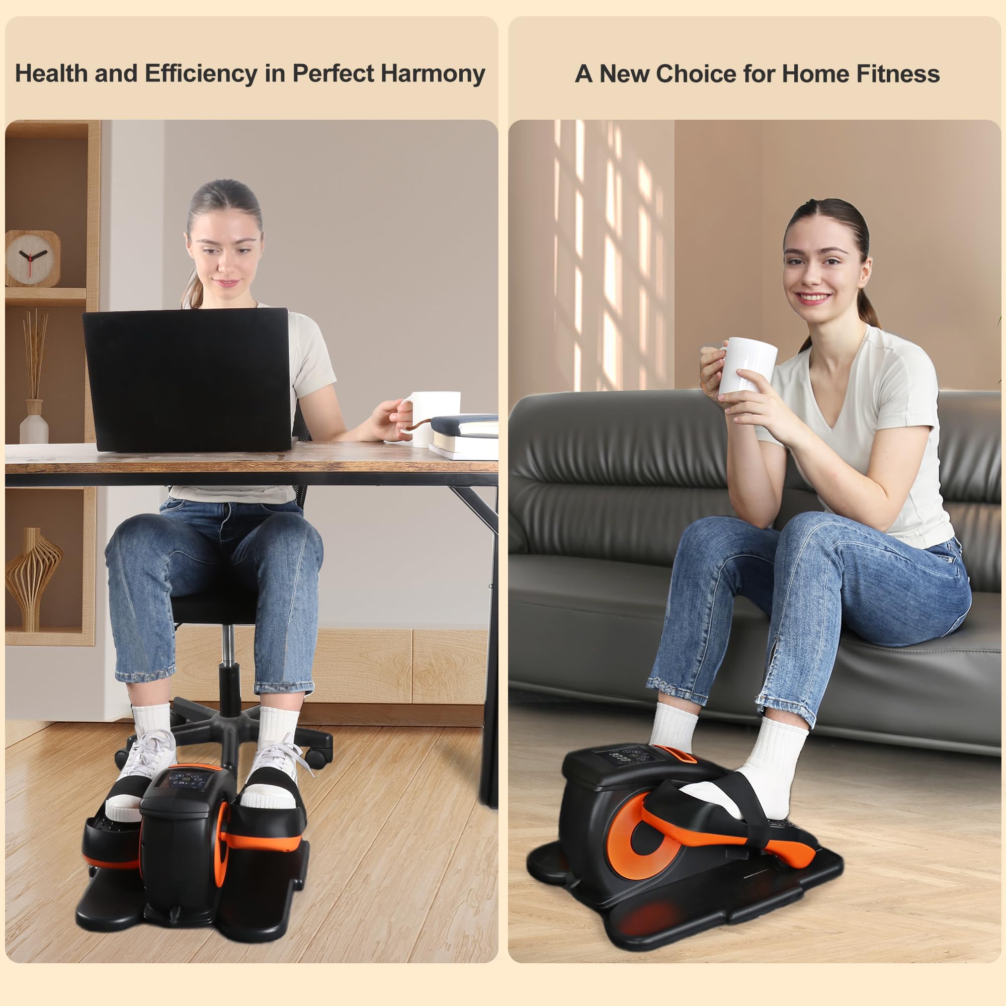 Mysuntown Under Desk Elliptical for Home, Leg Exerciser While Sitting for Seniors Fully Assembled, Ellipse Leg Exerciser with 12 Adjustable Speeds & Remote Control & Pedals Straps