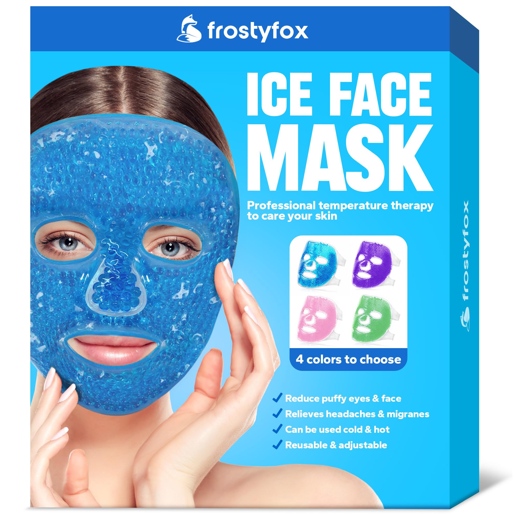 Ice Face Mask, Ice Mask for Face, Face Ice Pack Reduce Face Puff, Dark Circles, Gel Beads Hot Heat Cold Compress Pack, Face SPA for Women Sleeping, Pressure, Headaches, Face Skin Care (Blue)