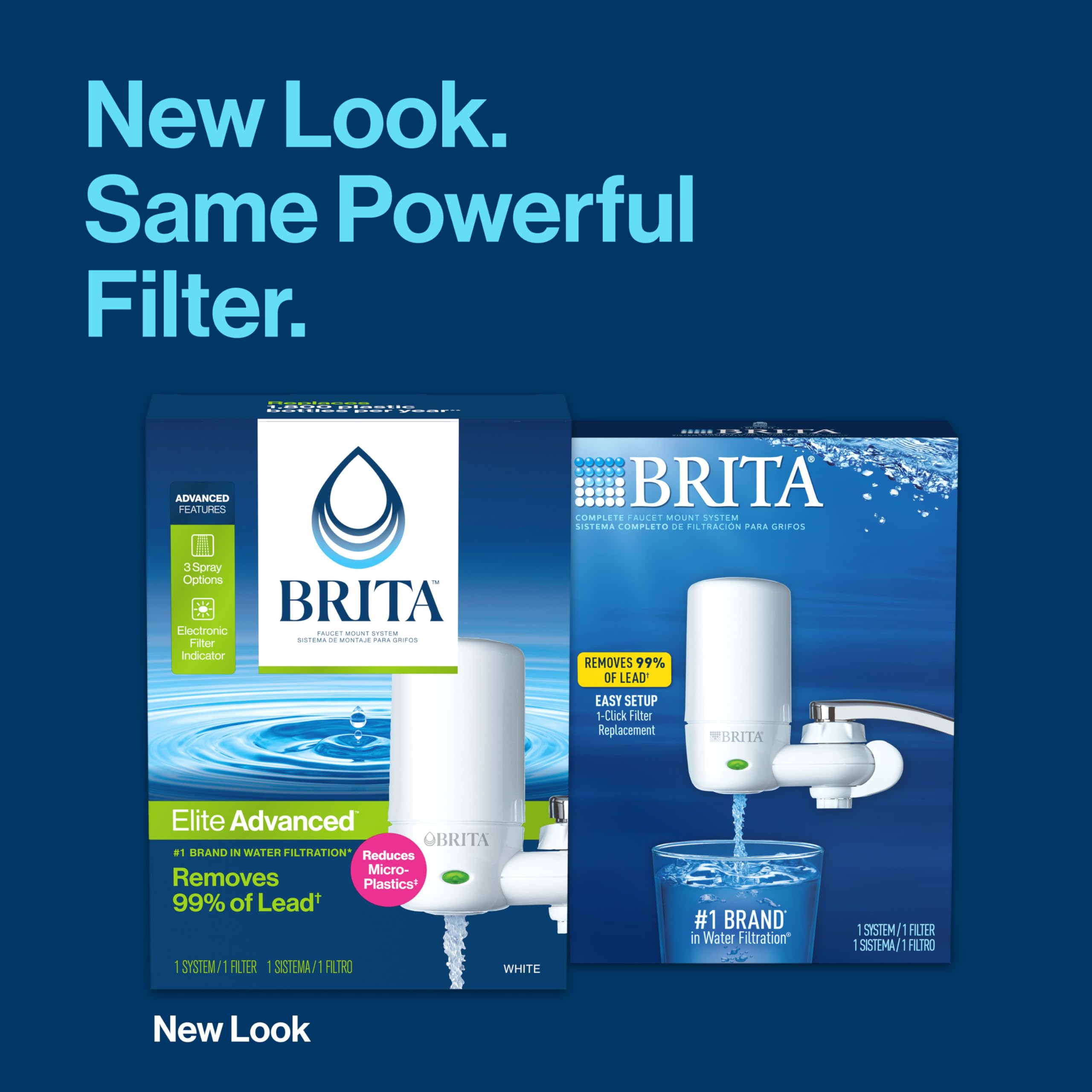 Brita Faucet Mount Water Filter for Sink, Removes 99% of Lead, Elite Advanced Filtration System, Includes 1 Replacement Filter, White