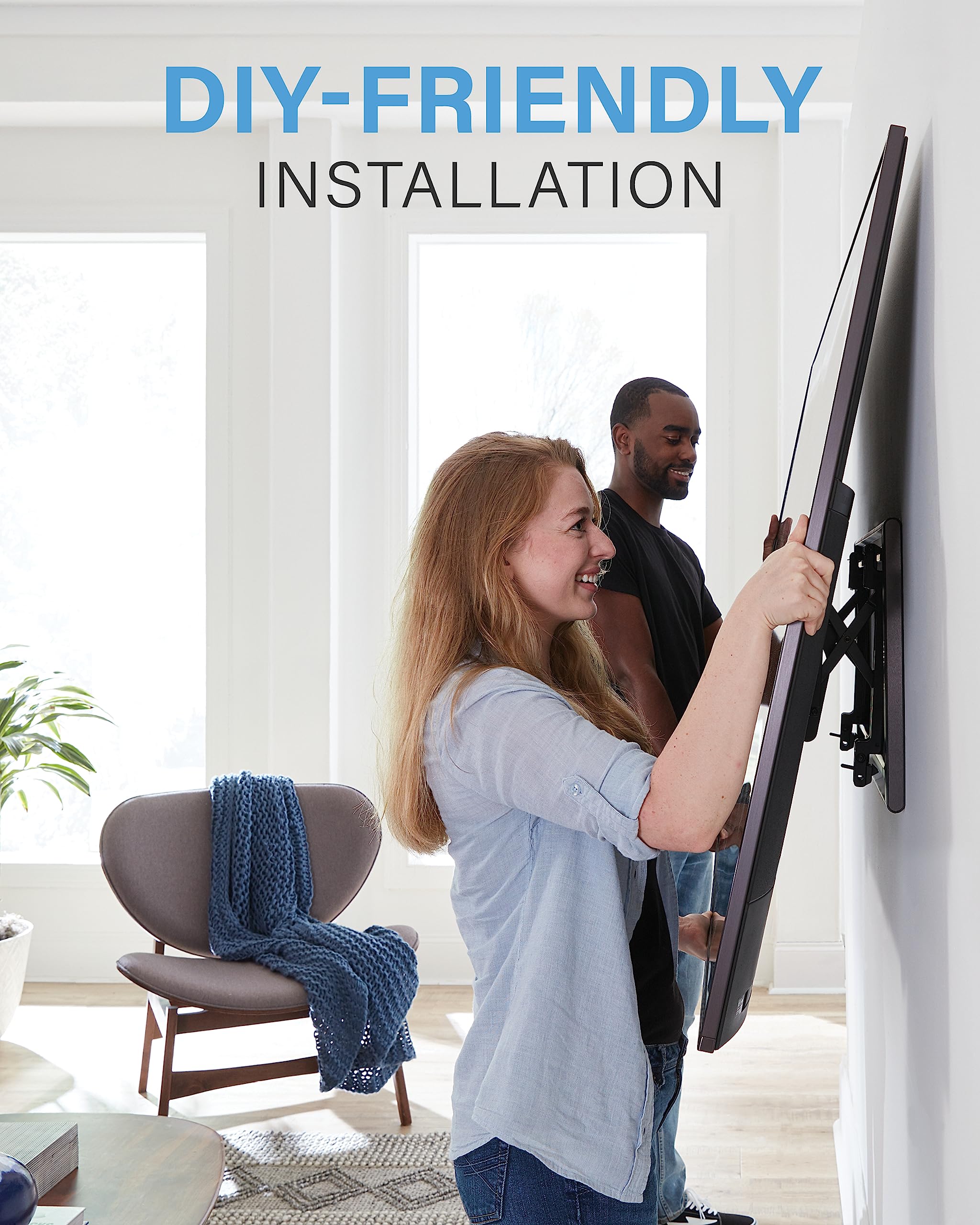 SANUS Tilting TV Wall Mount for Large TVs Up to 90” - Premium Tilt Mount w/Universal Fit - Smooth 5.7" Extension Allows for Cable Management - Includes Hardware & Drill Template for Easy Install