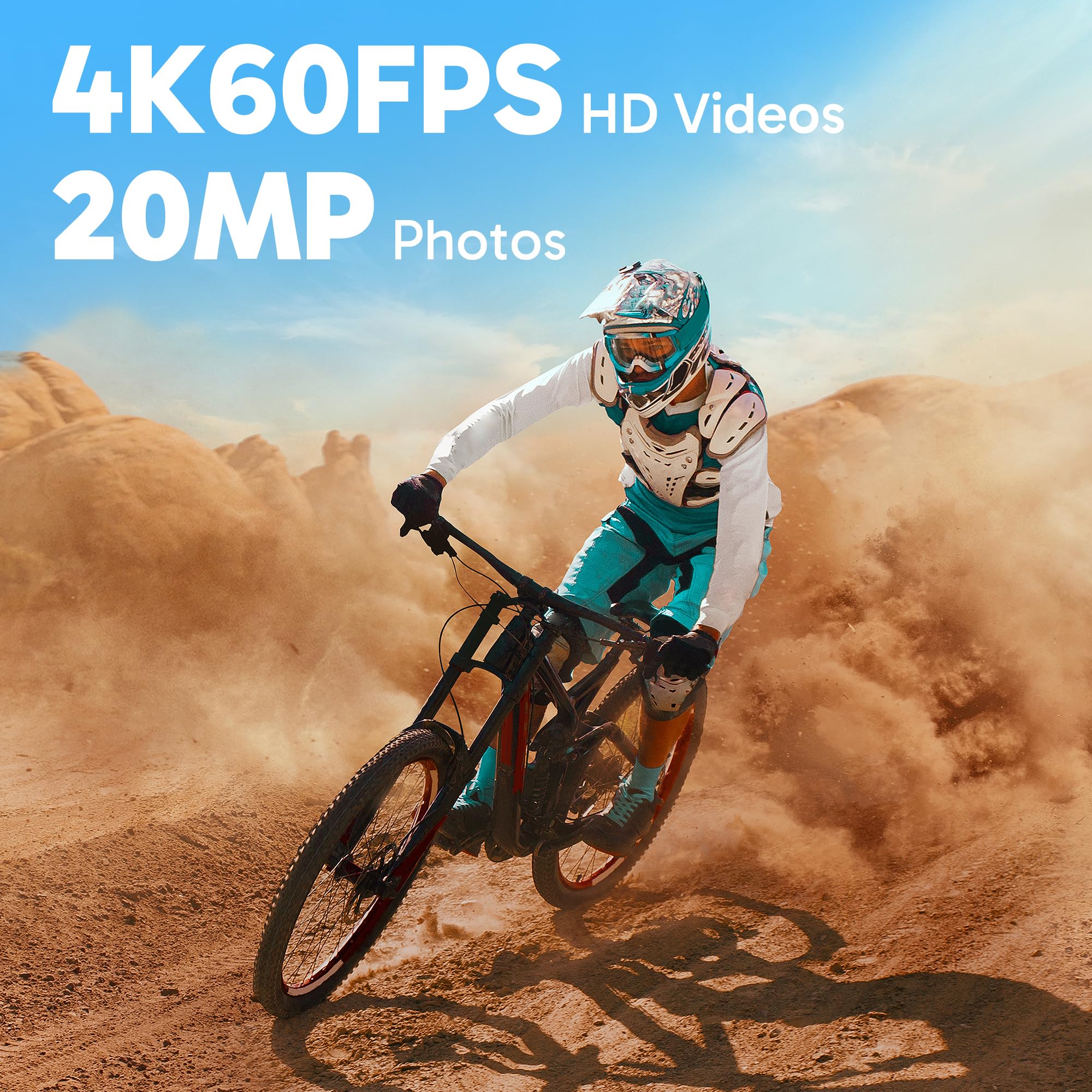 AKASO Brave 8 Lite Waterproof Action Camera with 4K60 Ultra HD Video, 20MP Photos, HDR, Touch Screen, SuperSmooth Stabilization, 8X Slow Motion, ZOOM, Super Wide Angle, Remote Control and Accessories