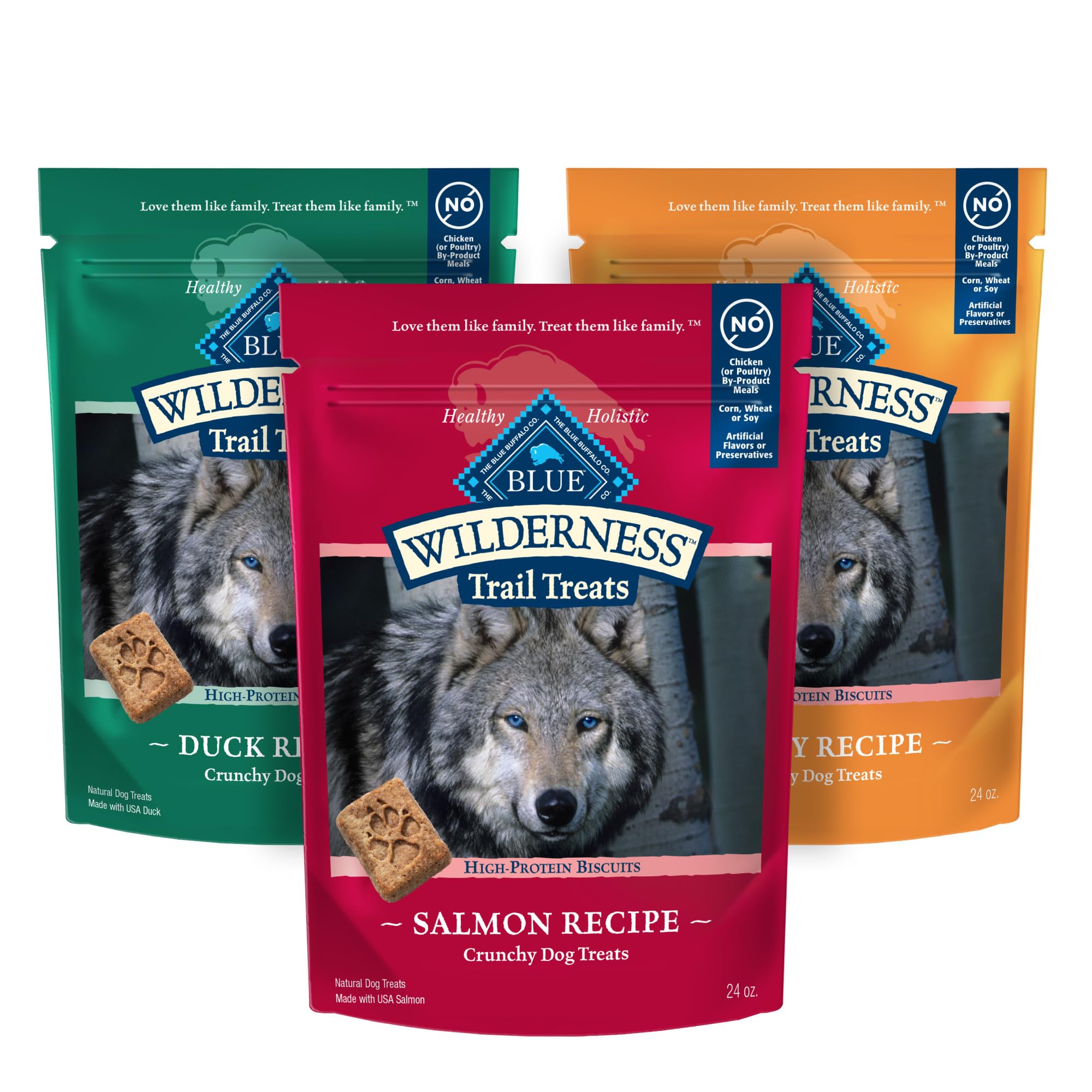 Blue Buffalo Wilderness Trail Treats Crunchy Dog Biscuits Variety Pack, Grain-Free and High-Protein Dog Treats Made with Natural Ingredients, | Duck, Turkey & Salmon Recipes, 10-oz. Bag (3 Pack)