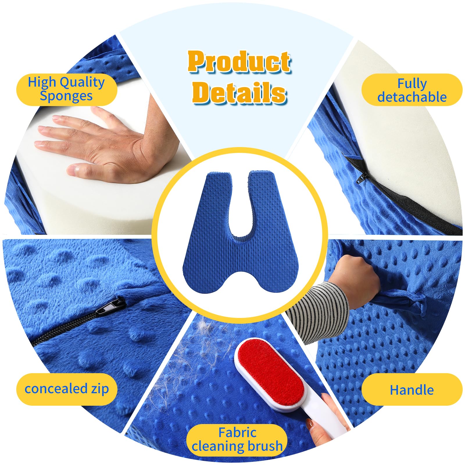 NOVII Sensory Rocker Chair for Kids，Soft Squeeze Sensory Seat，Calming Compression Chair with Sensory Needs for Kids，Washable Cover，Easy to Move with Handle，Suitable for Sensory Rooms, (Sky Blue)