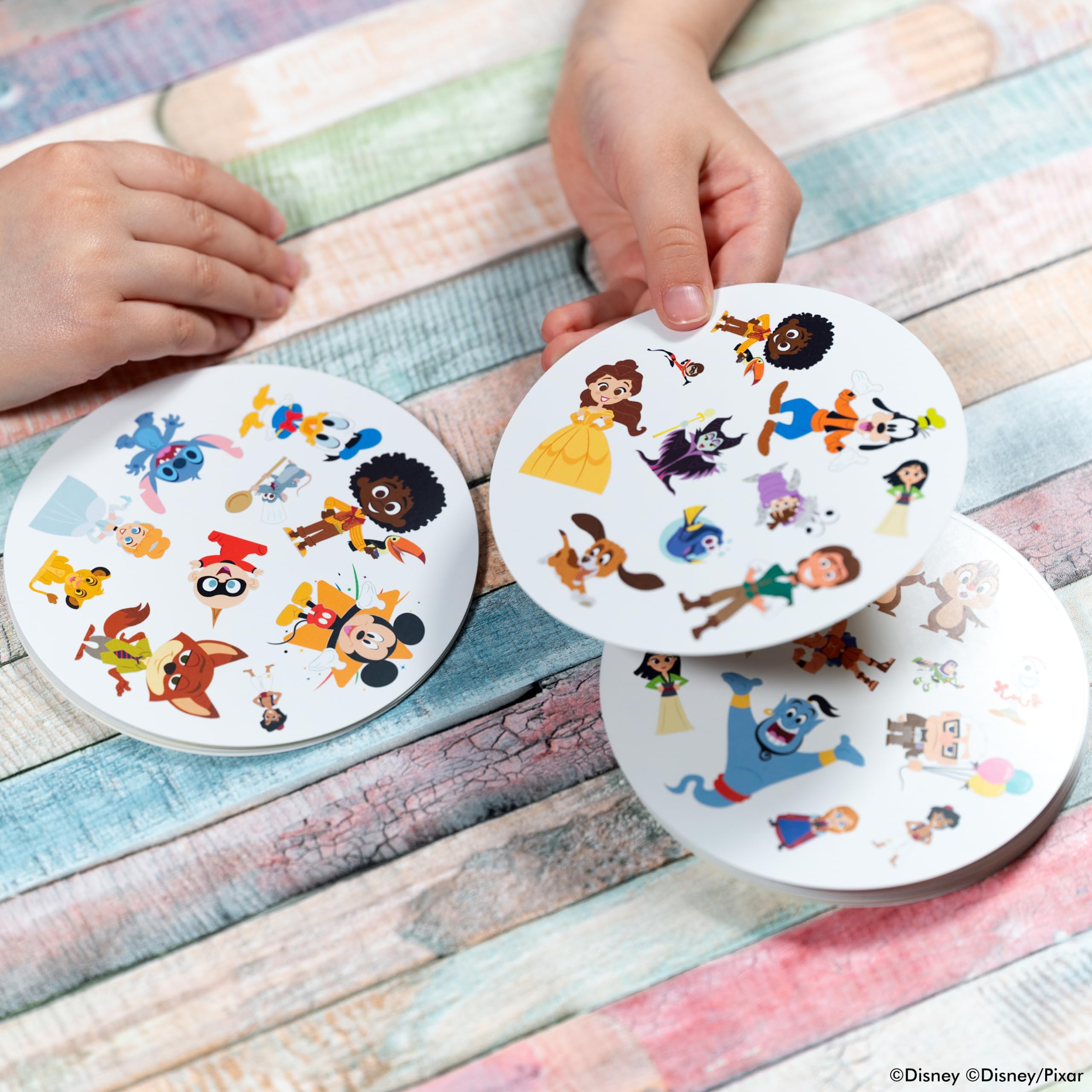 Spot It! Disney 100th Anniversary - Celebrate Disney & Pixar Characters in a Classic Observation Game! Fun Matching Game for Kids & Adults, Ages 6+, 2-8 Players, 15 Minute Playtime, Made by Zygomatic