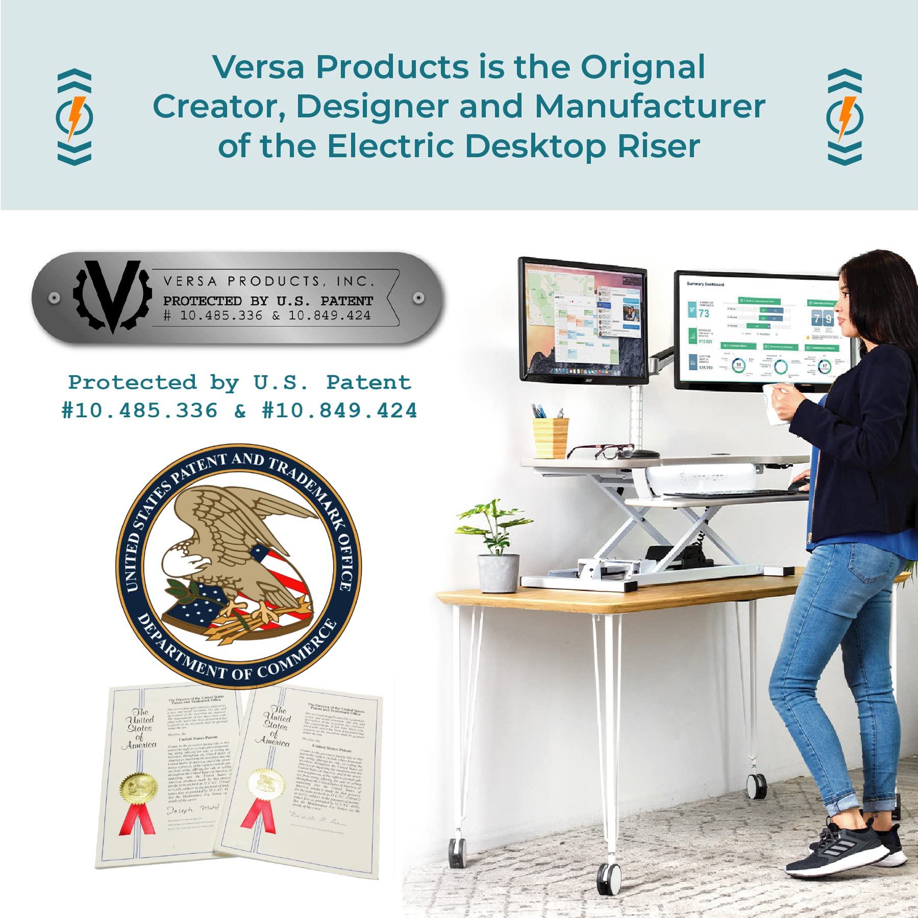VERSADESK® PowerPro 36” x 24” Standing Desk Converter | 36 Inch Electric Height Adjustable Sit to Stand Desk Riser w/Keyboard Tray & USB Hub - Ergonomic Workstation for Home & Office, White