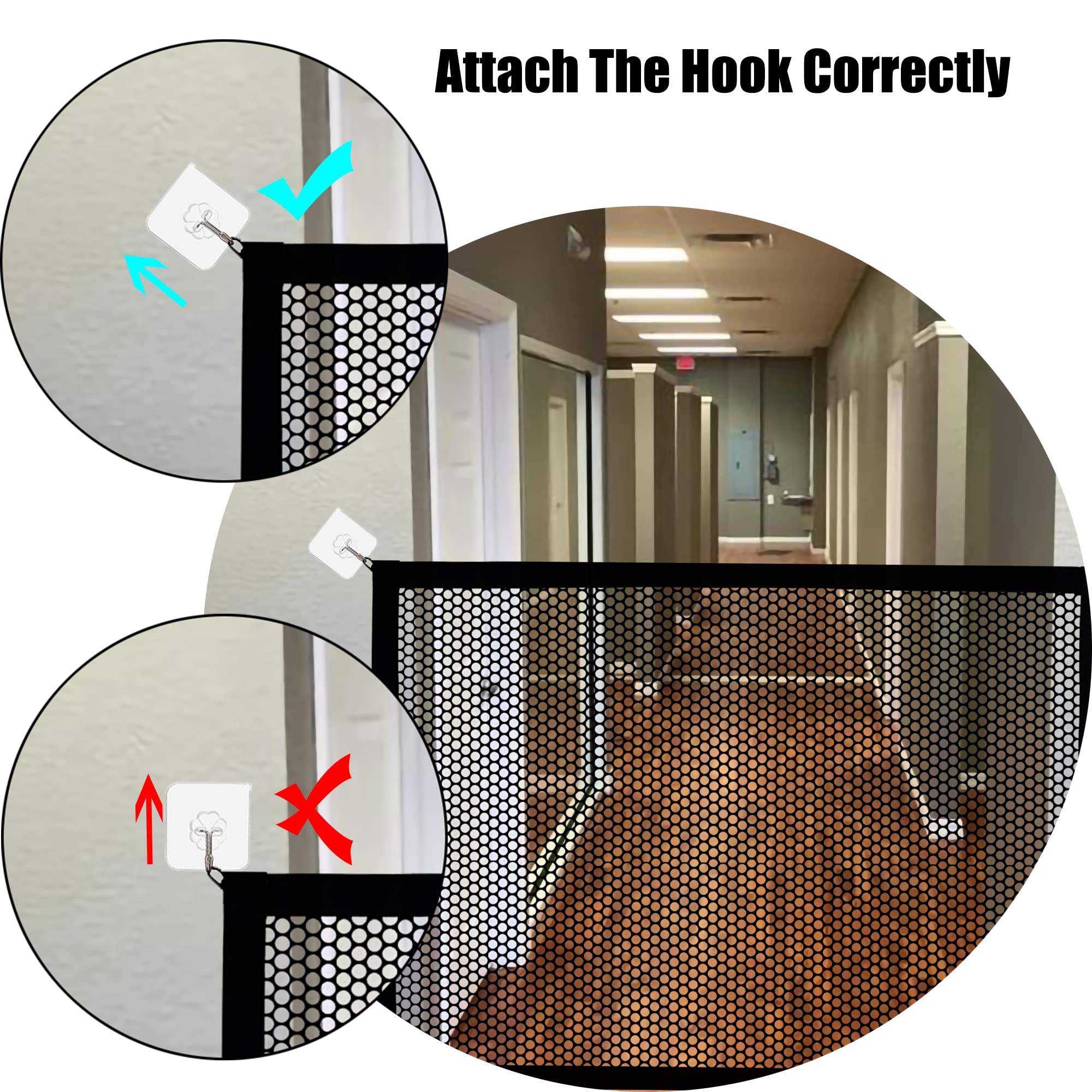 2 Pack Dog Gate, Mesh Baby Gate, 43.3'' X 28.3'' Pet Gate for The House, No Drilling Puppy Gate for Stairs & Doorways Install Anywhere,12 Hooks by Lofekea