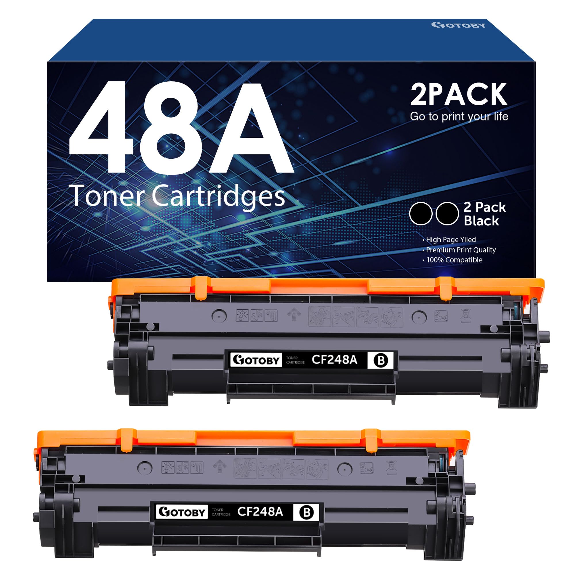 GOTOBY Compatible Toner Cartridge Replacement for HP 48A CF248A Work with Laserjet Pro M15w M15a M16w M16a Toner Laserjet MFP M28w M28a M29w M29a M30w M31w Printer (Black, 2 Pack)