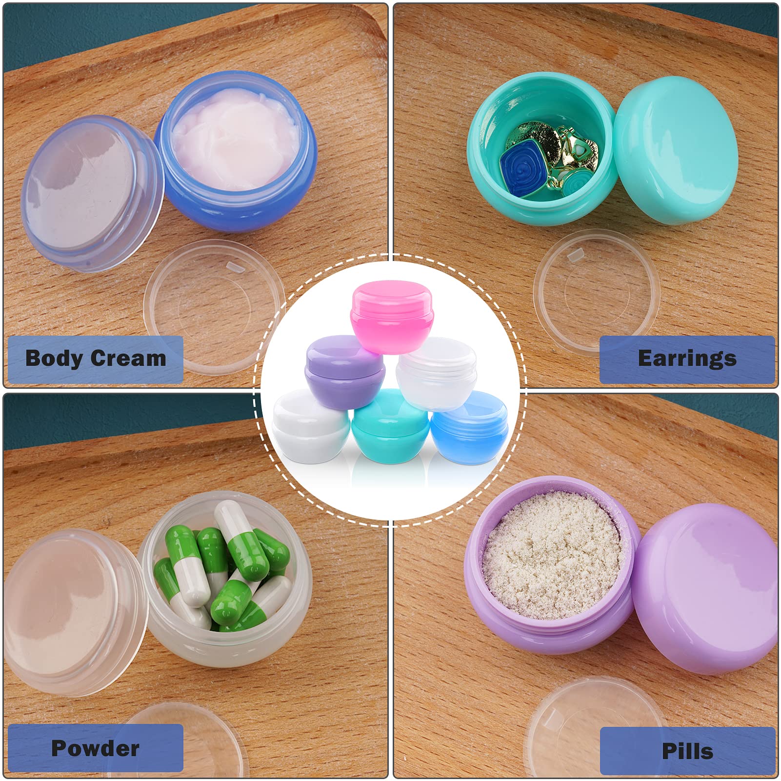 Cosywell Small Travel Containers Plastic Travel Jars for Creams TSA Approved Refillable Cosmetic Containers Leak-proof Travel Size Containers with Lid for Lotion Makeup Cosmetics 6 Pieces