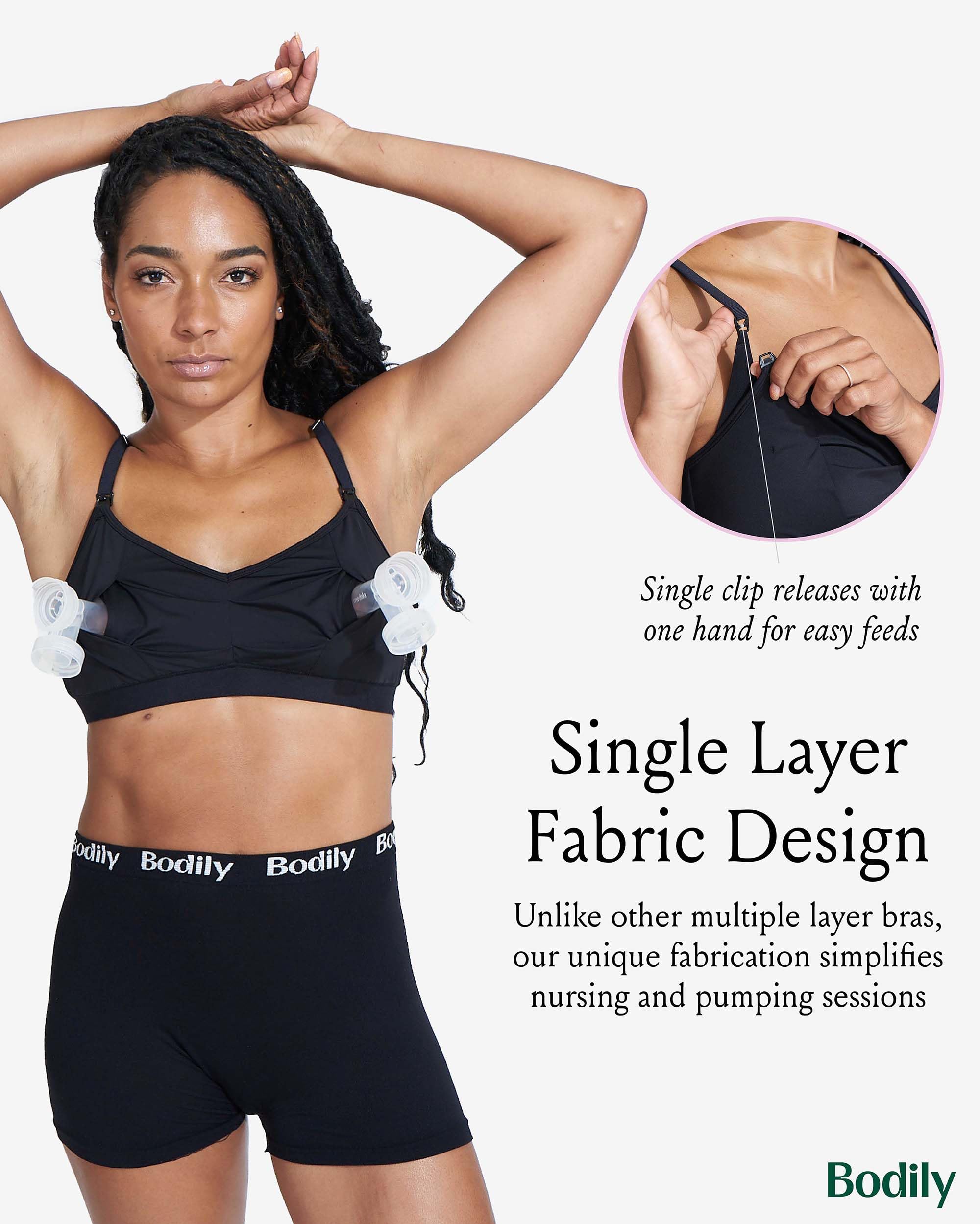 Bodily Do Anything Bra. Nursing, Hands-Free Pumping, & Maternity Bra. Winner of Babylist’s Best Nursing & Pumping Bra. S-XL. (US, Alpha, Medium, Regular, Regular, Black)