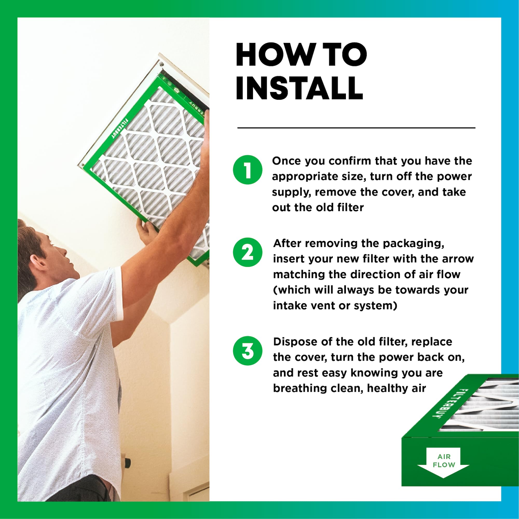 Filterbuy 16x24x1 Air Filter MERV 8 Dust Defense (4-Pack), Pleated HVAC AC Furnace Air Filters Replacement (Actual Size: 15.38 x 23.38 x 0.75 Inches)