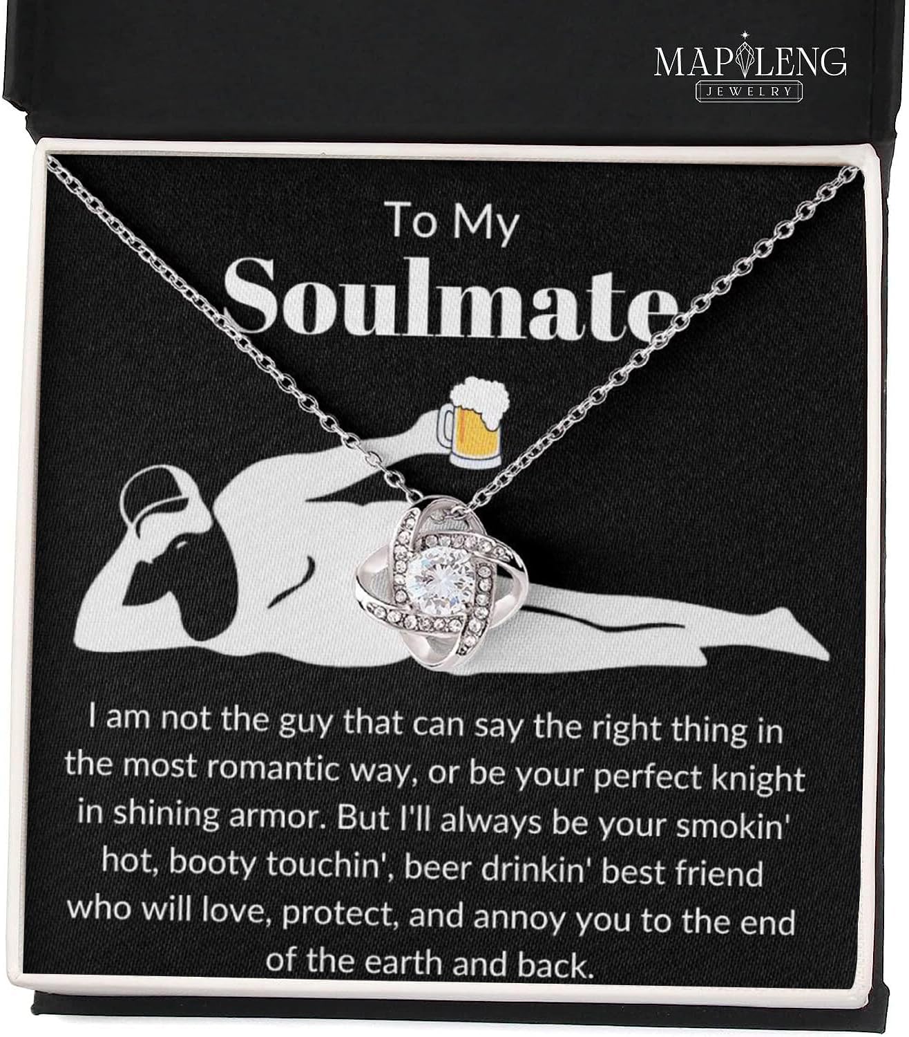 To My Soulmate Necklace For Women, Funny Gifts For Girlfriend, Personalized Christmas Presents For Girlfriend, Best Birthday Meaningful Gift Ideas For Wife, Women Romantic Jewelry For Her Anniversary