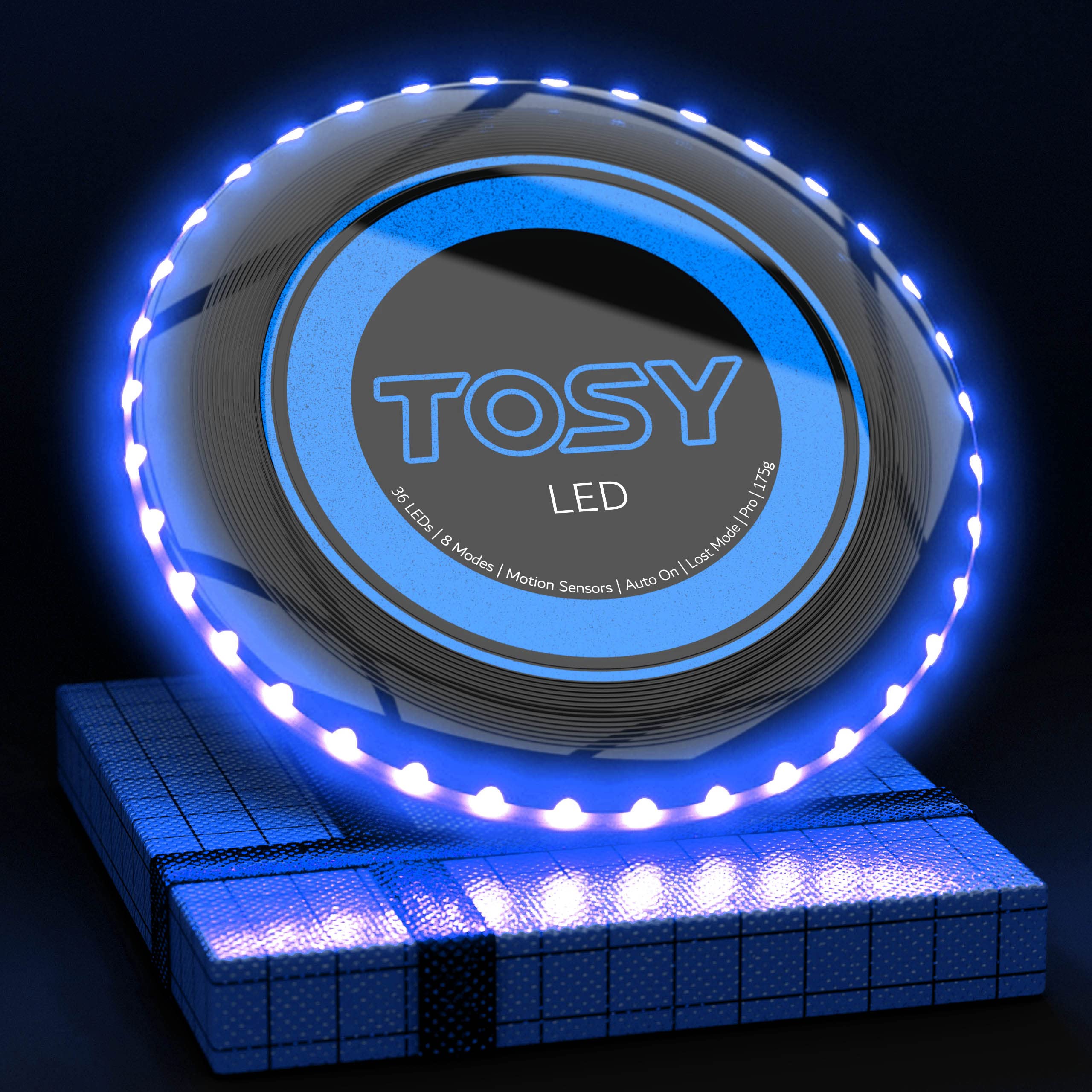 TOSY Bundle of 3-2X Red + Blue - Flying Disc 36 LEDs, Super Bright, Smart Modes, Auto Light Up, Rechargeable, Cool Fun Christmas, Birthday & Camping Gift for Men/Boys/Teens/Kids, 175g Frisbee