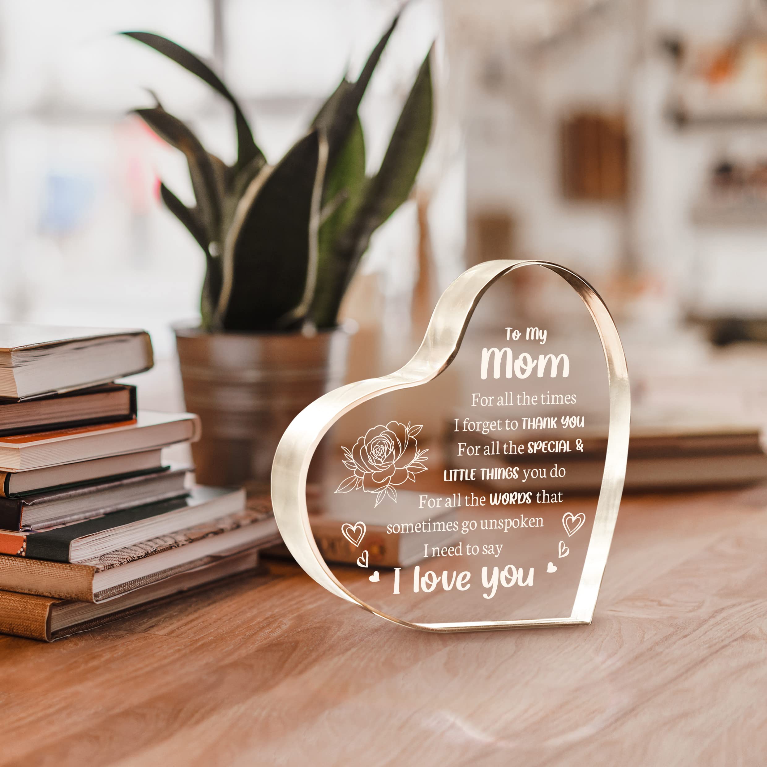 Milcier Gifts for Mom, Mom Christmas Gifts - Acrylic Keepsake 3.9x3.9 Inch - I Love You Mom Birthday Gifts from Son - Best Mothers Day Valentines Day Gifts for Mom