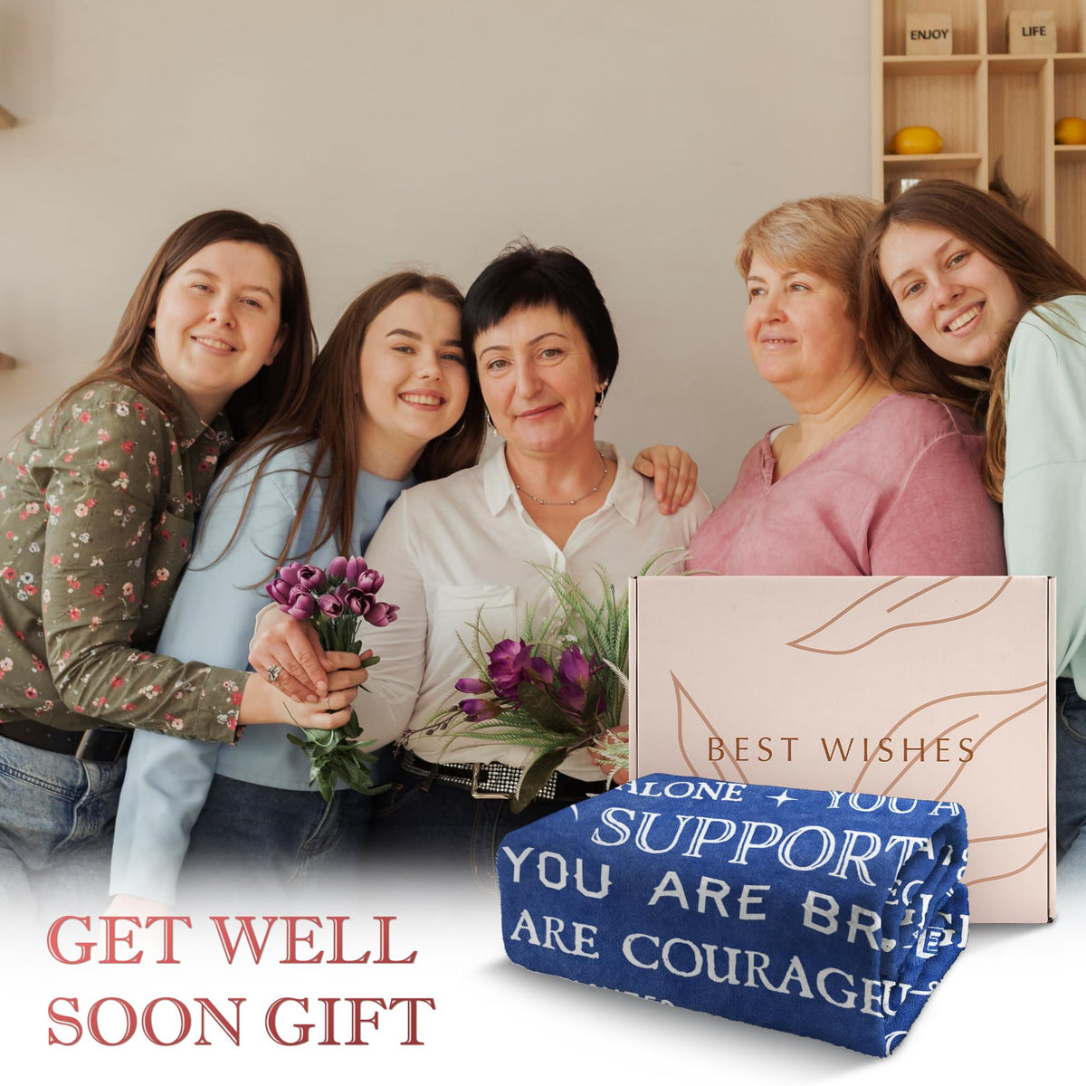 SteadStyle Blanket Gifts for Women or Men - Get Well Blanket, Inspirational Gifts for Her Him, Feel Better After Surgery Gifts, Thinking of You Gifts for Mom Friend Sister Coworker