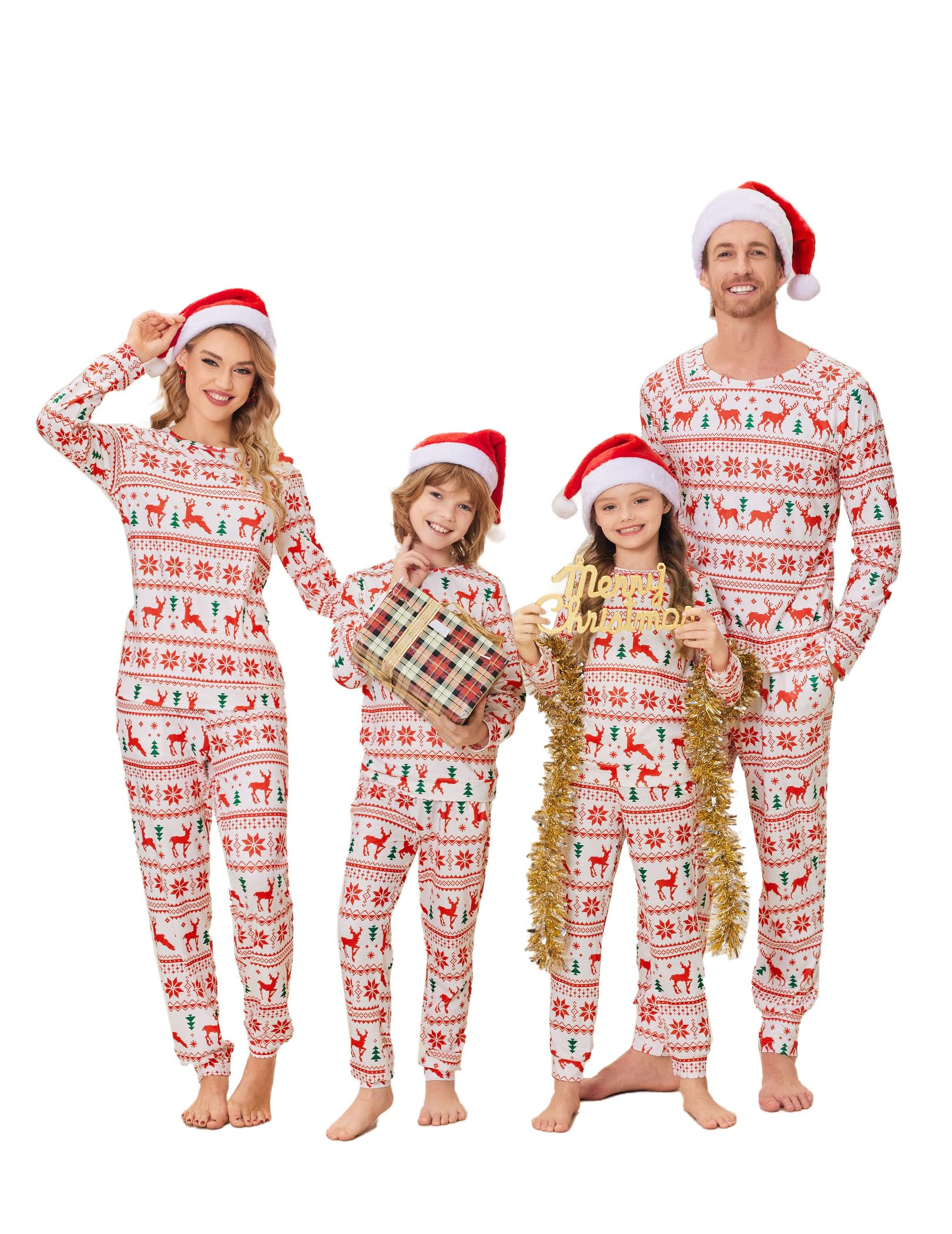 Ekouaer Family Christmas Pjs Matching Sets Jammies for Adults and Holiday Xmas Sleepwear SetRed ElkMedium