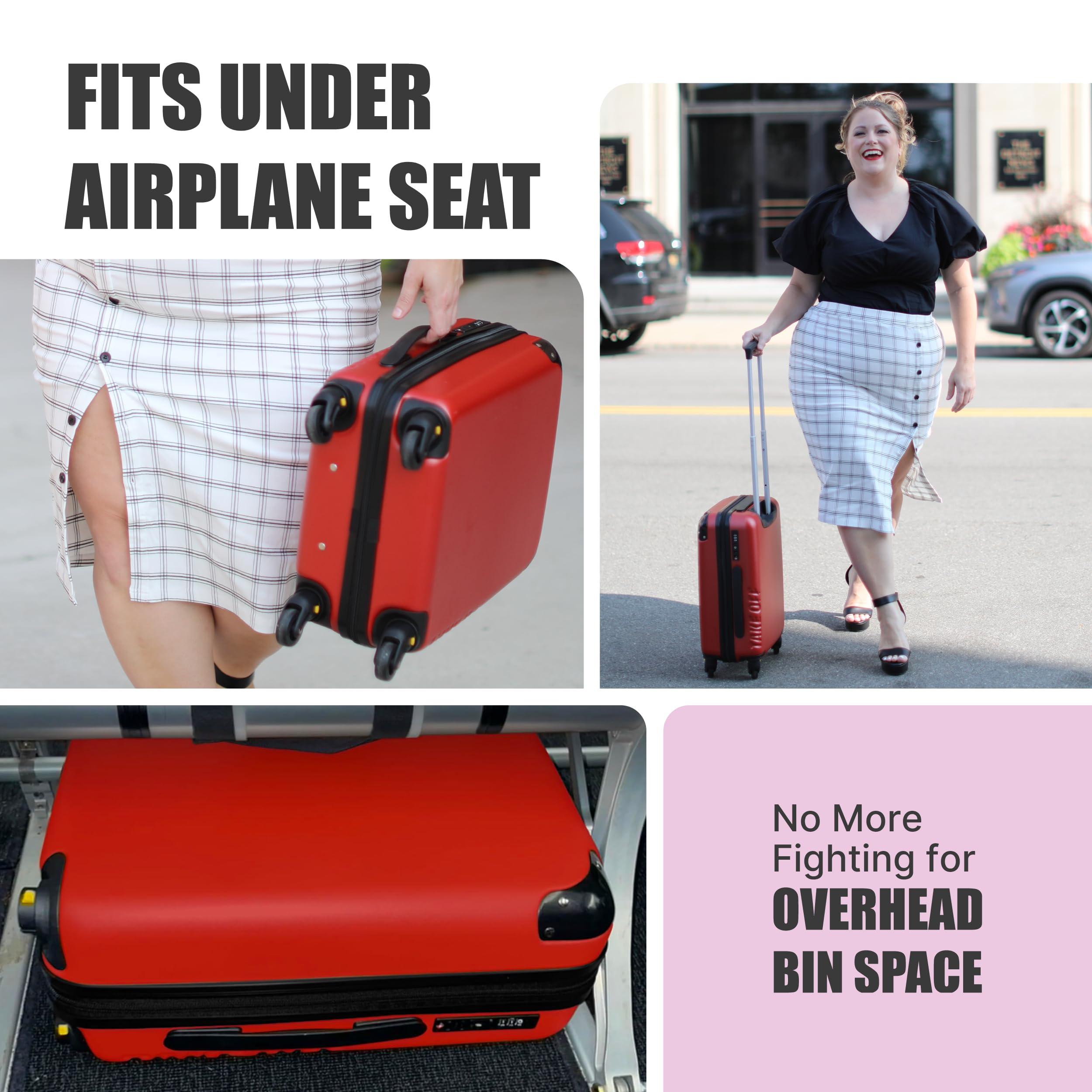 Take OFF Luggage - Personal Item Rolling Suitcase 2.0, TSA Approved, Small Carry On, Under the Seat, Hard Case with Removable Wheels, Light Weight Bag, Airplane Travel Essential Accessories, 18x14x8