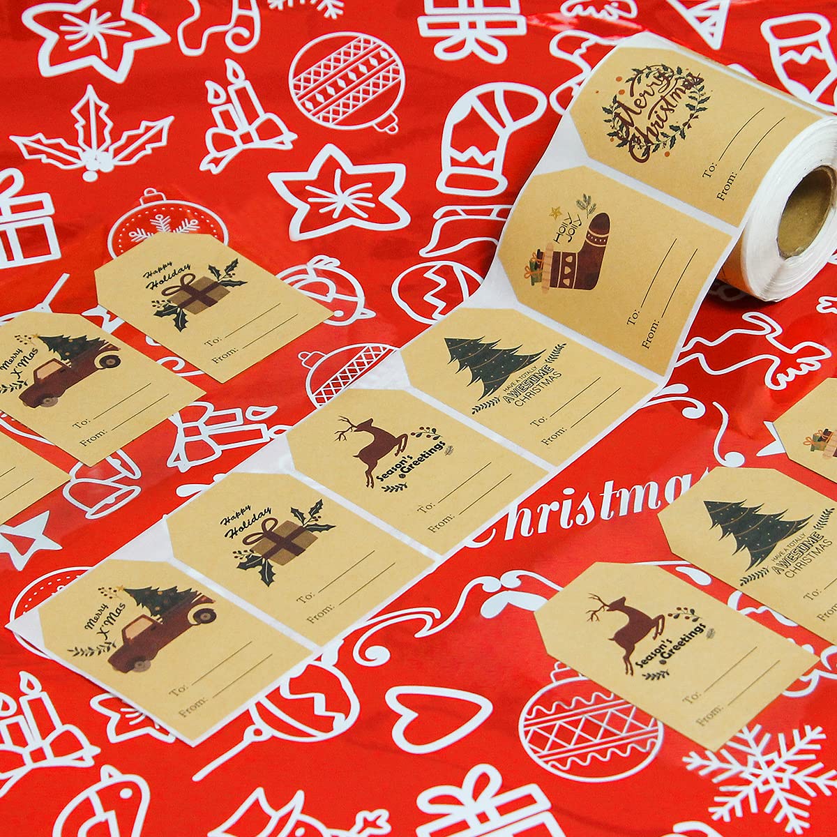 Trazzo Christmas Gift Tags Stickers-Christmas Name Tags-Christmas Decorations for Gifts Festival Writable Label Wrapping Holiday Santa to from Gift Tag Stickers for Presents 200 Pcs & 2 x 3 Inch