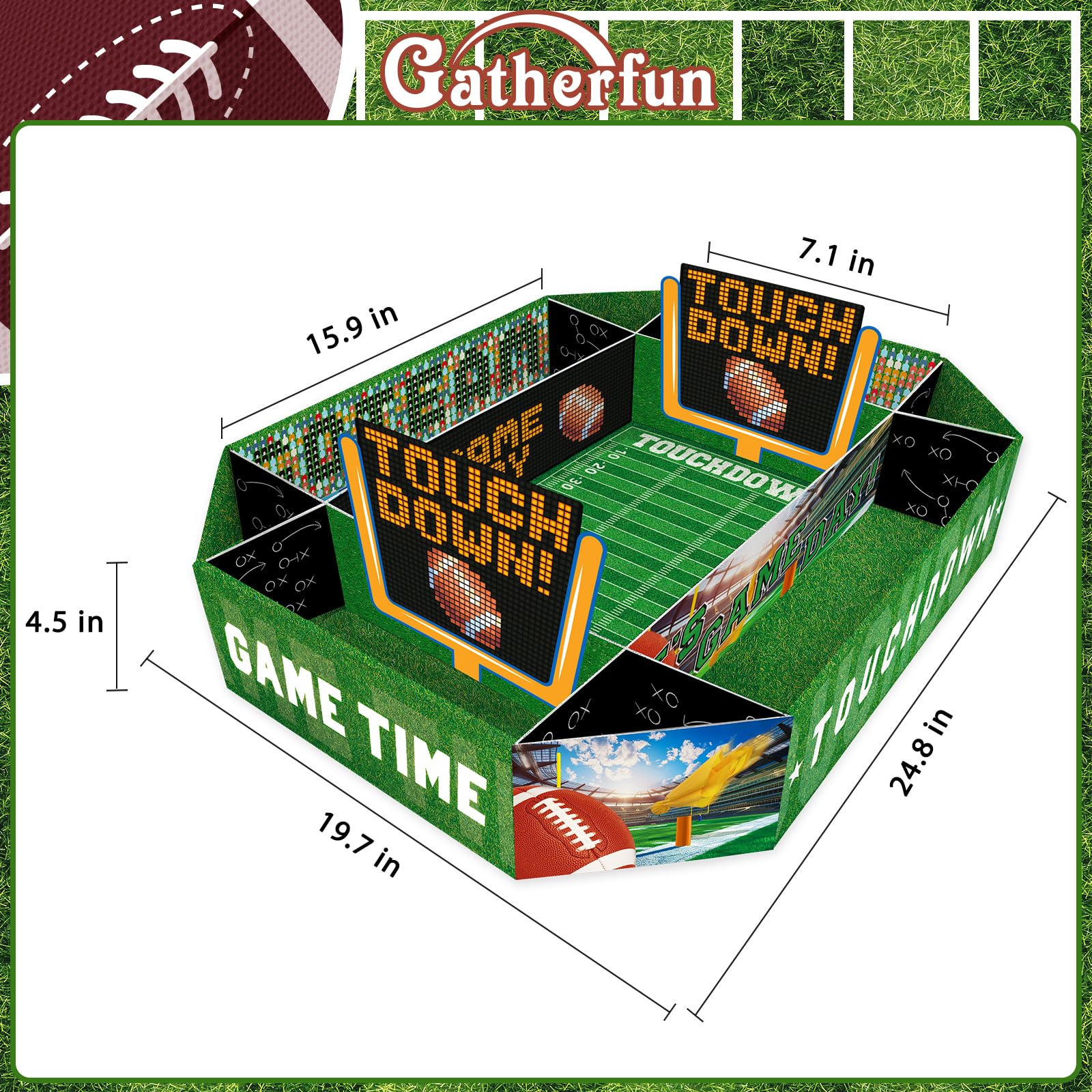 Gatherfun Football Party Supplies Kit - Complete Tailgate, Birthday & Celebration Snack Stadium Set | Essential Football Party Decorations & Favors