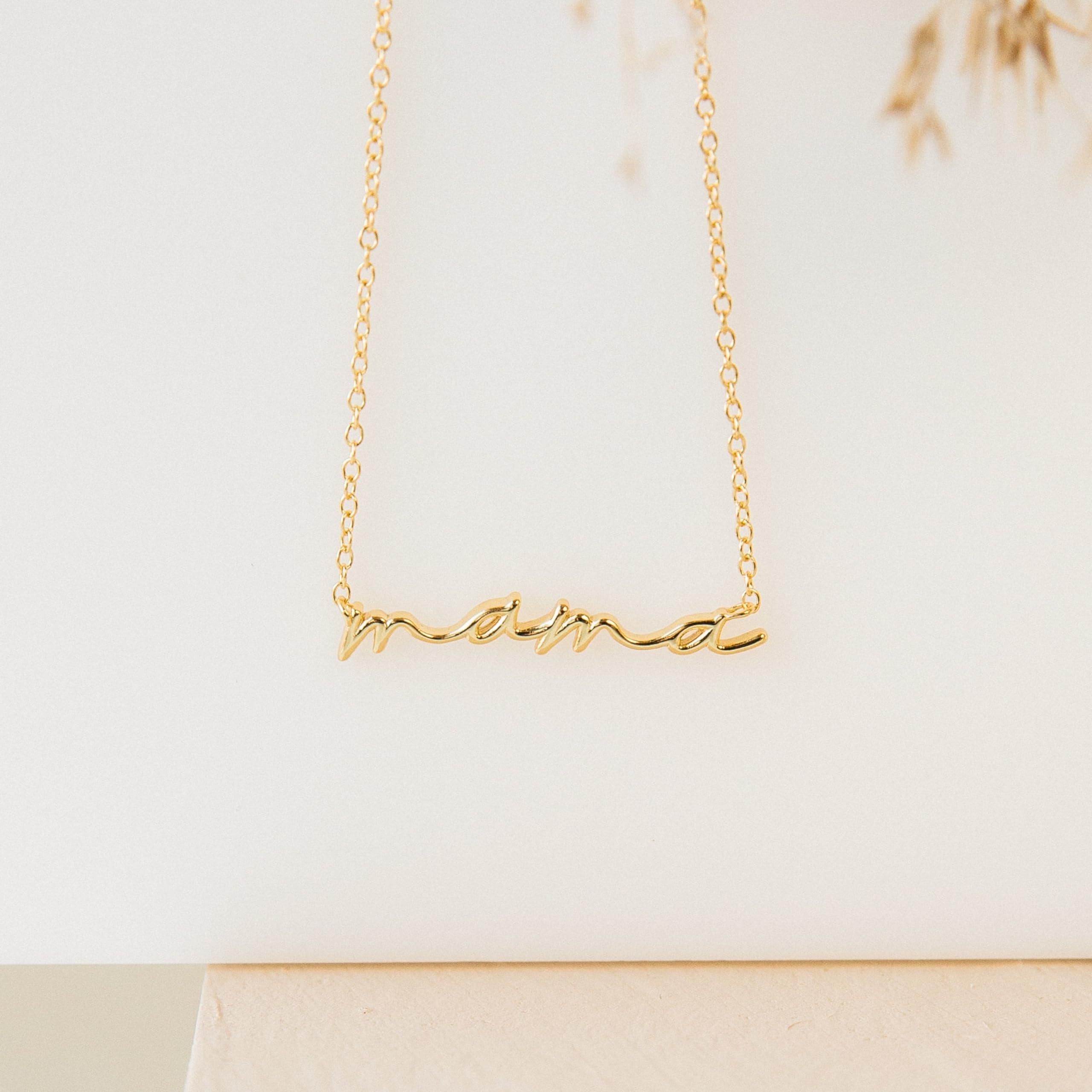 Dainty Small Mama Necklaces for Women - 18K Gold Plated Mom Chain Pendant Necklace for Mother's Day Gifts for Mom, New Mom Gifts