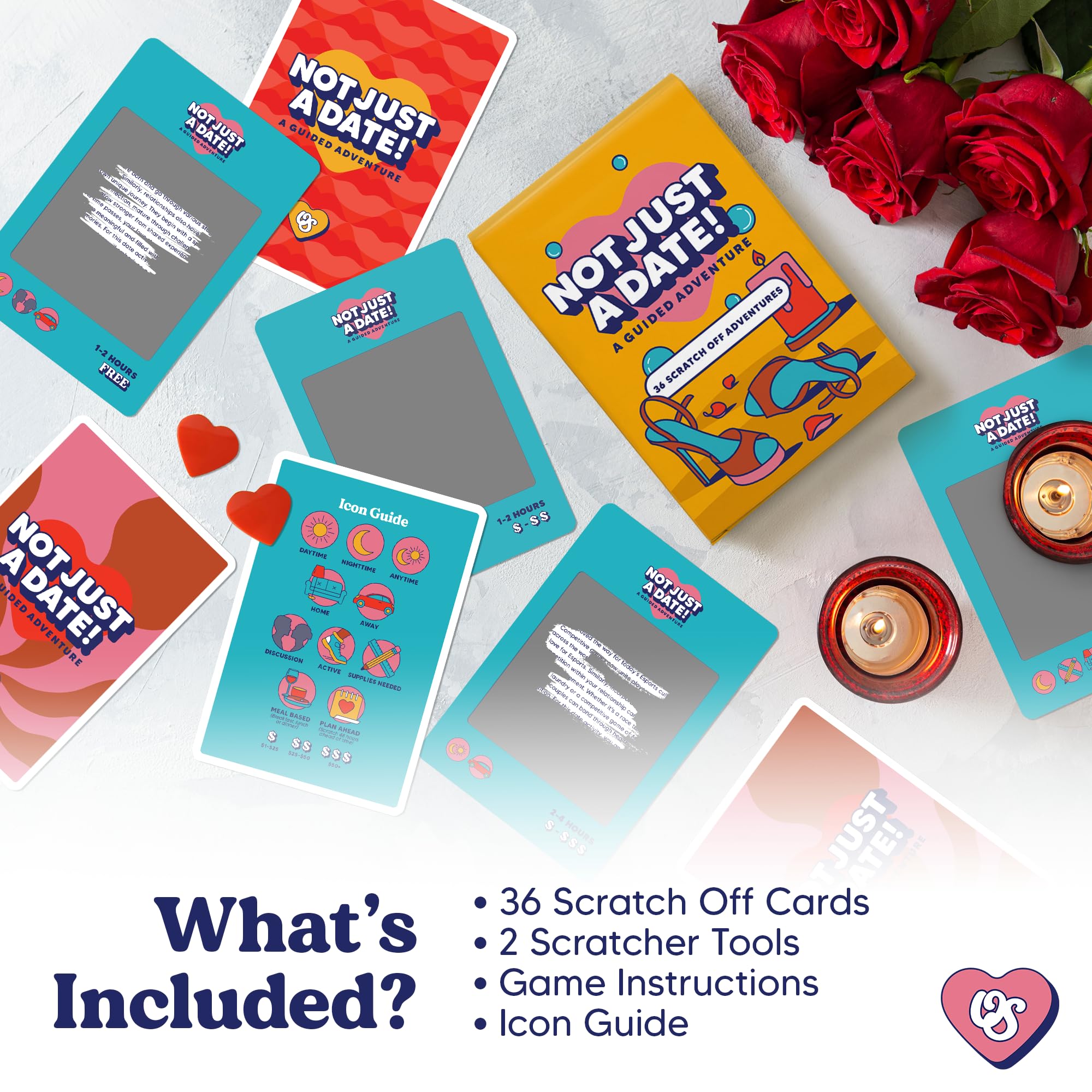 OhSweetheart Not Just A Date! - 36 Fun Scratch Off Date Night Ideas, Exciting Couples Card Game, Romantic Gifts for Boyfriend, Girlfriend, Him, Her, Husband or Wife, Perfect for Anniversary & Wedding