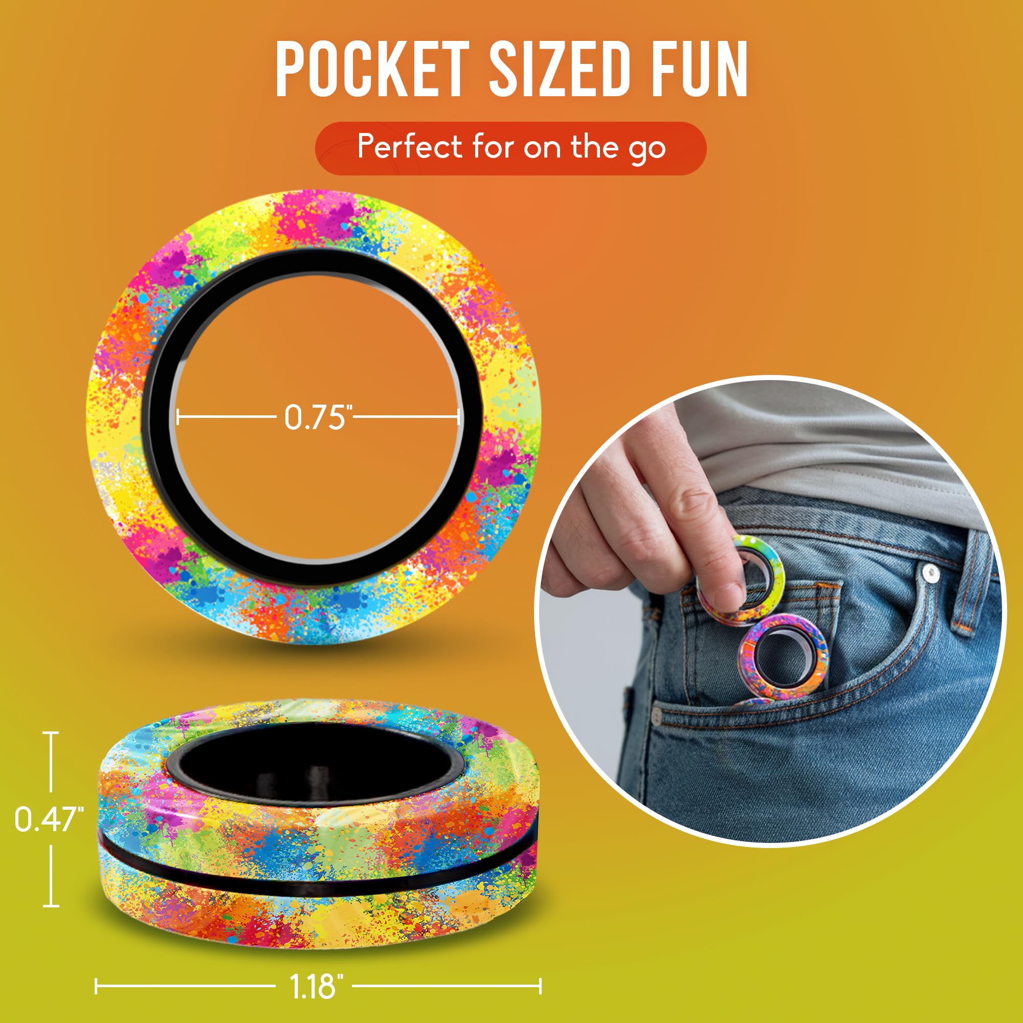 BUNMO Magnetic Rings - Stocking Stuffers - Fidget Toys Adults - Stocking Stuffers for Teens - Multicolor and Magnetic Rings - Stocking Stuffers - Fidget Toys - Stocking Stuffers for Boys - Rainbow