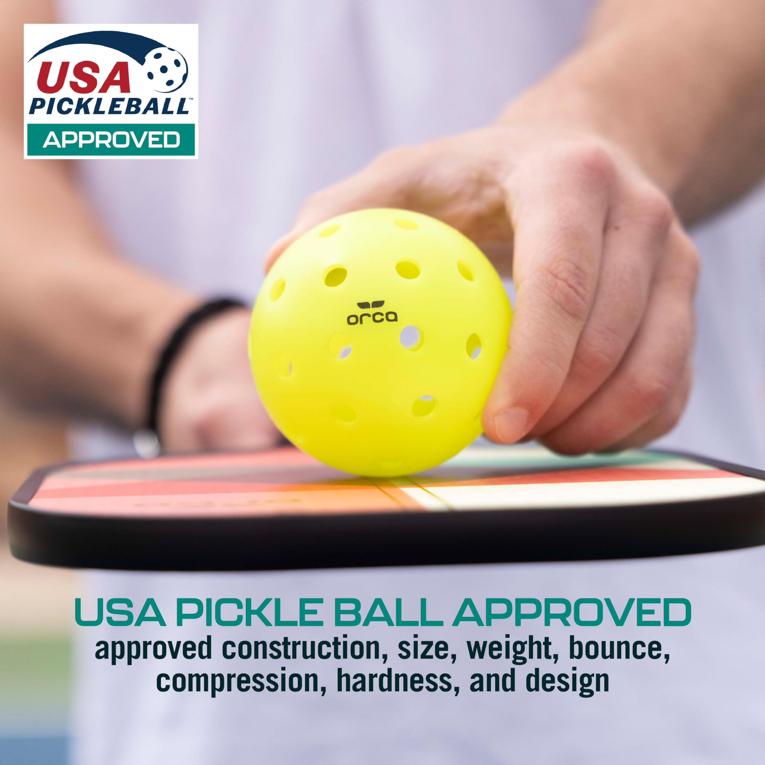 Orca Pickleballs Pi 40, Outdoor 6 Pack, USAPA Approved Official Size 40 Hole Crack-Resistant Ball, Perfect for Tournament Hard-Court Surfaces