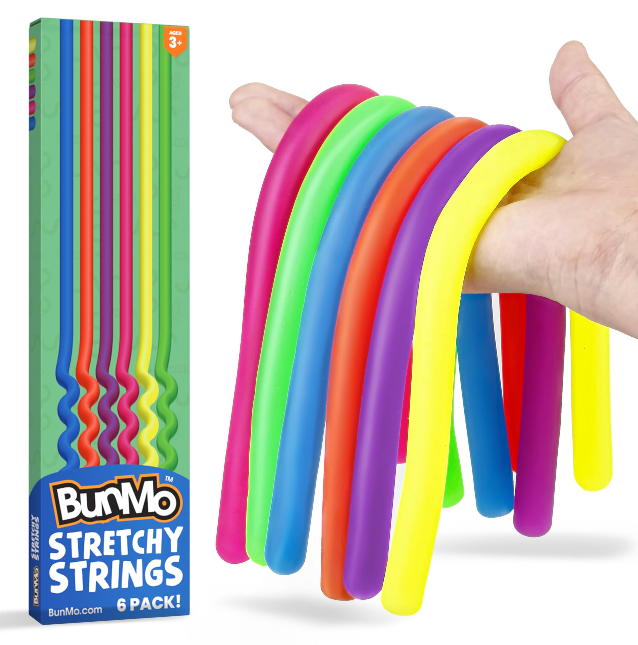 BUNMO Stocking Stuffers for Kids - Stretchy Sensory Strings - Sensory Toys for Kids - Stocking Stuffers for Boys and Girls - Hours of Fun - Original - 6 Pack