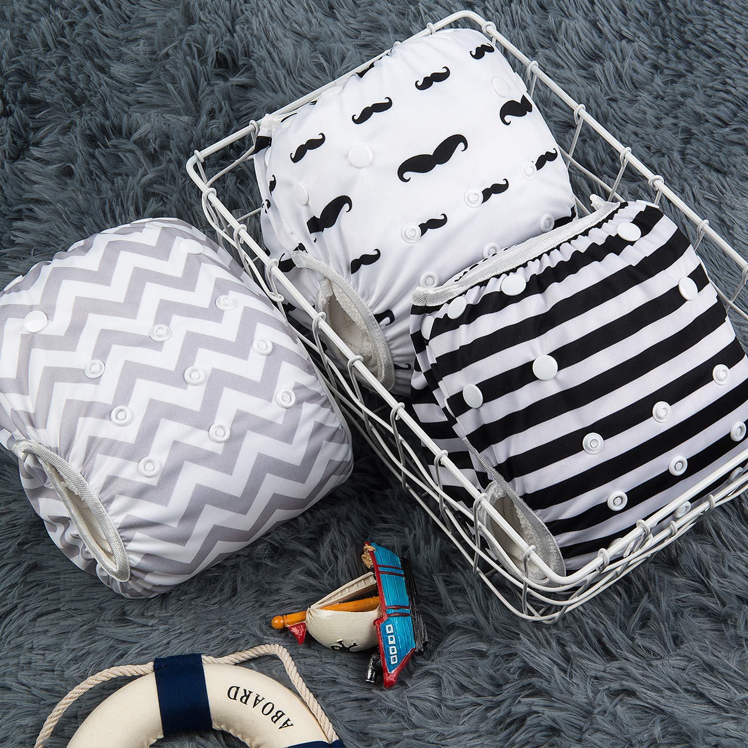 Alva Baby Swim Diapers 3pcs Reuseable Washable & Adjustable for Swimming Lesson & 0-2 Years Baby Boy Girl 3SWY01