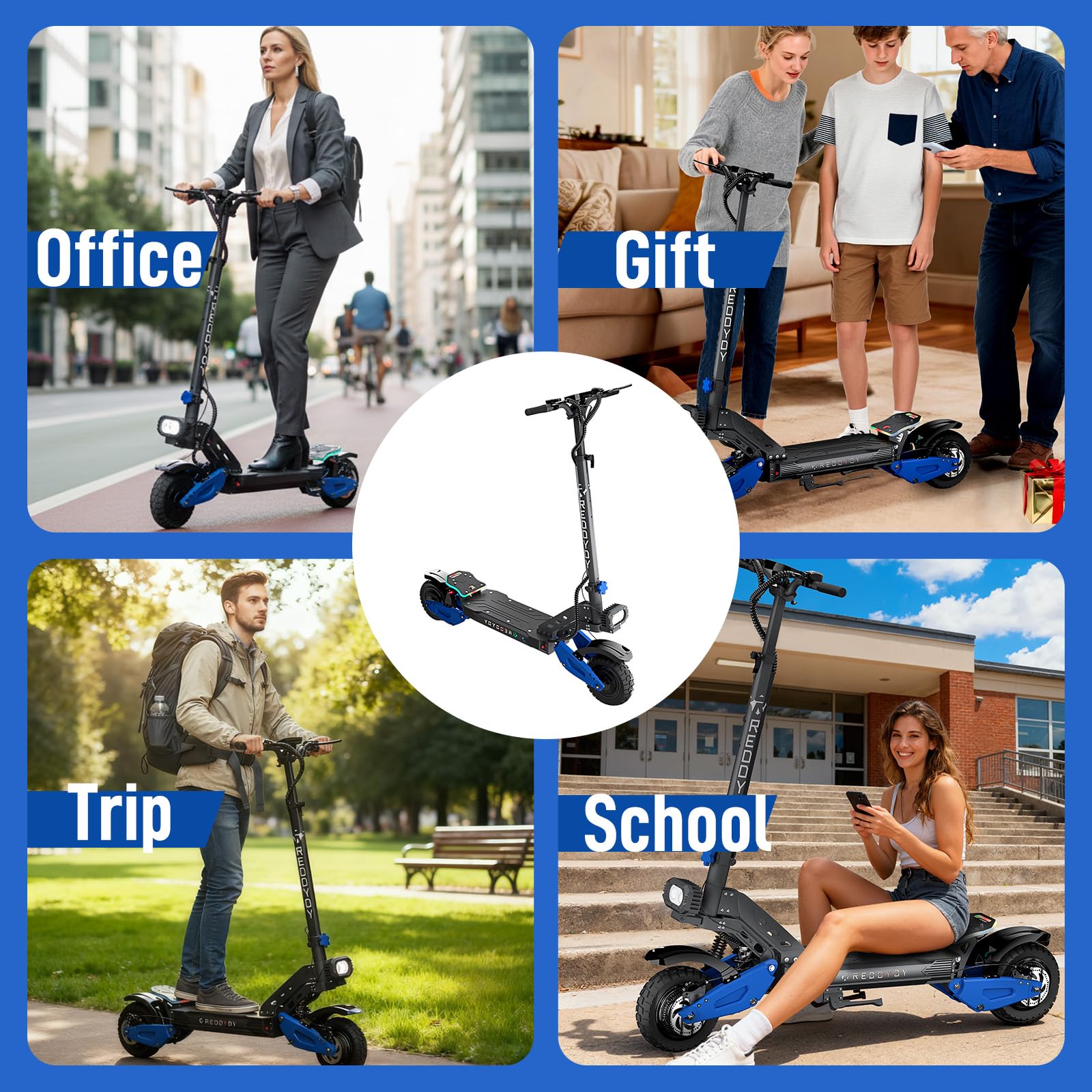 JUNLING RD2 Electric Scooter for Adults, 5000W Dual Motor, 50 Mph Top Speed, 55 Miles Max Range, 60V/25AH Battery, Dual Suspension Hydraulic Braking System, 10.5" Off-Road e-Scooter with LED Light