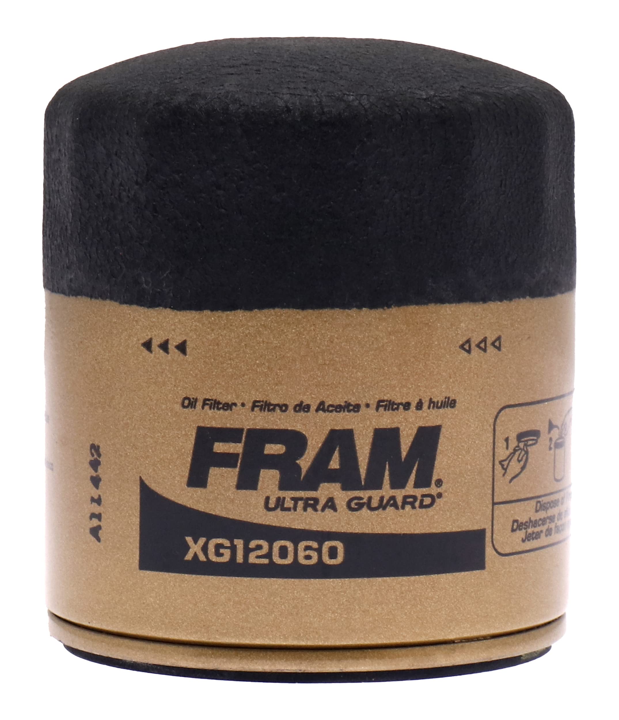 FRAM Ultra Synthetic Automotive Replacement Oil Filter, Designed for Synthetic Oil Changes Lasting up to 20k Miles, XG12060 with SureGrip (Pack of 1)