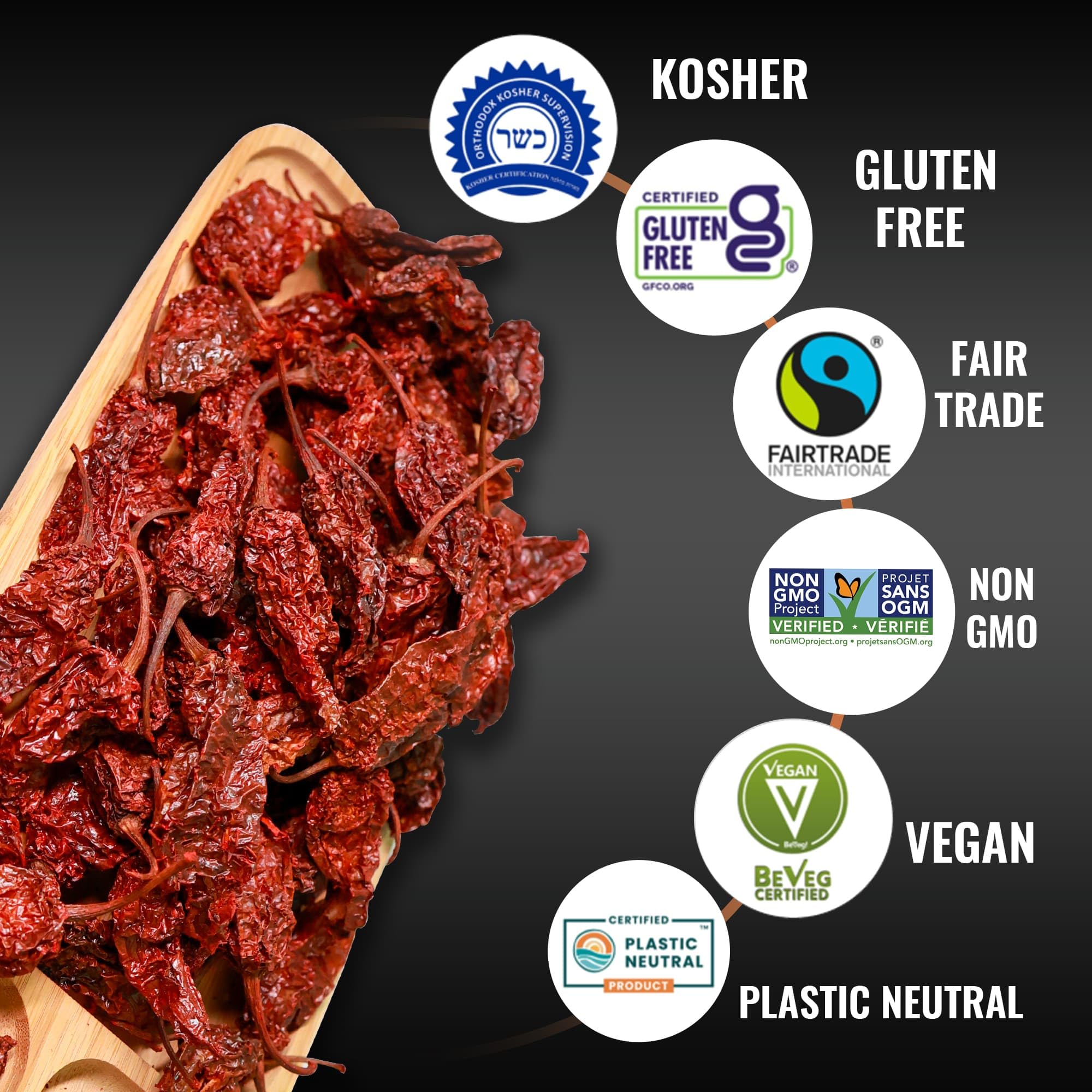 5Senses Dried Whole Ghost Peppers | Bhut Jolokia, Chile Fantasma | Firestorm | Single Origin, 100% Natural, Non-GMO, Fairtrade, Vegan Spice, Whole Chili Pods | Assam Ghost Chili | Naga Jolokia | Super Hot Pepper | Extreme Heat Chili (1.75oz/50g)