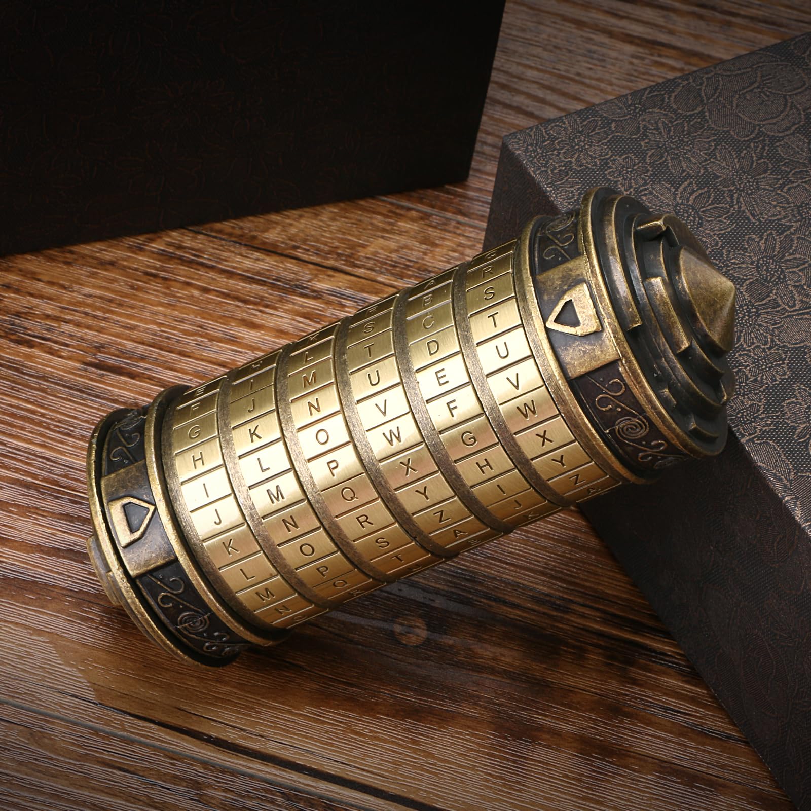 Cryptex Da Vinci Code Money Puzzle Box for Cash Gift Puzzle Boxes with Hidden Compartments Valentine's Day Gift for Boy Birthday Gifts for Her Gifts for Girlfriend Gifts for Men Gift for Mom (Brass)