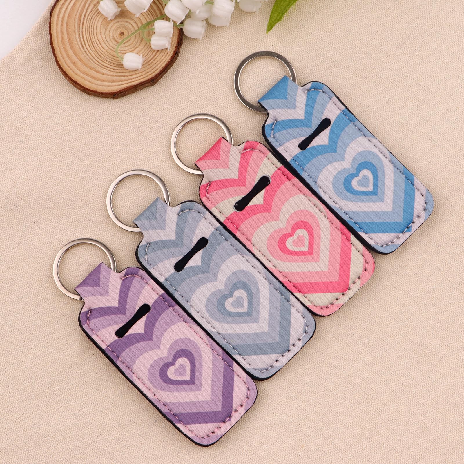 DMLSKY Heart Chapstick Holder Keychain Lip Balm Holder Sleeve Pouch for Lipstick & Keys