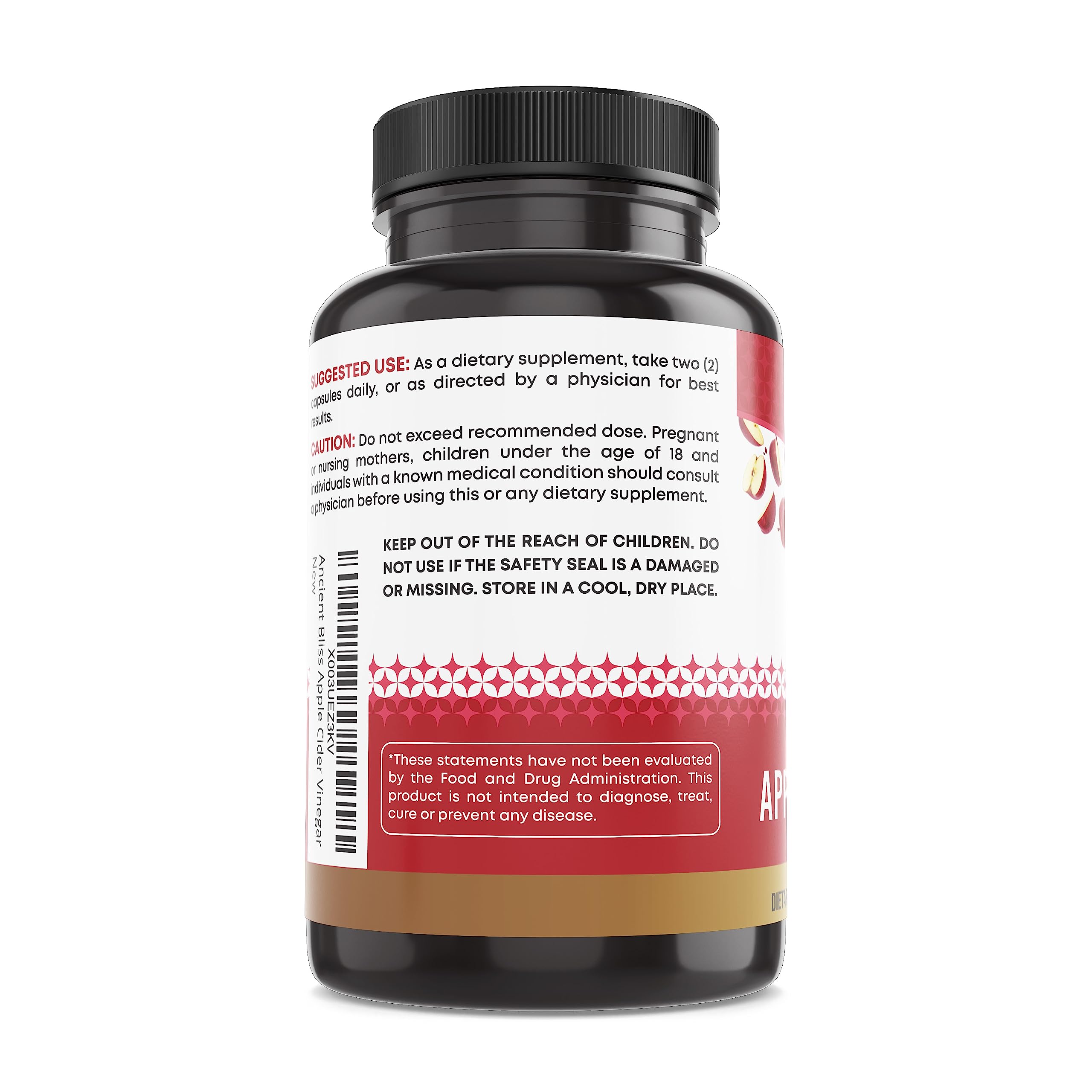 Ancient Bliss Apple Cider Vinegar Organic Capsules with The Mother, Helps Improve Digestion, Unfiltered Vinegar Capsules, 1600MG (120 Capsules)