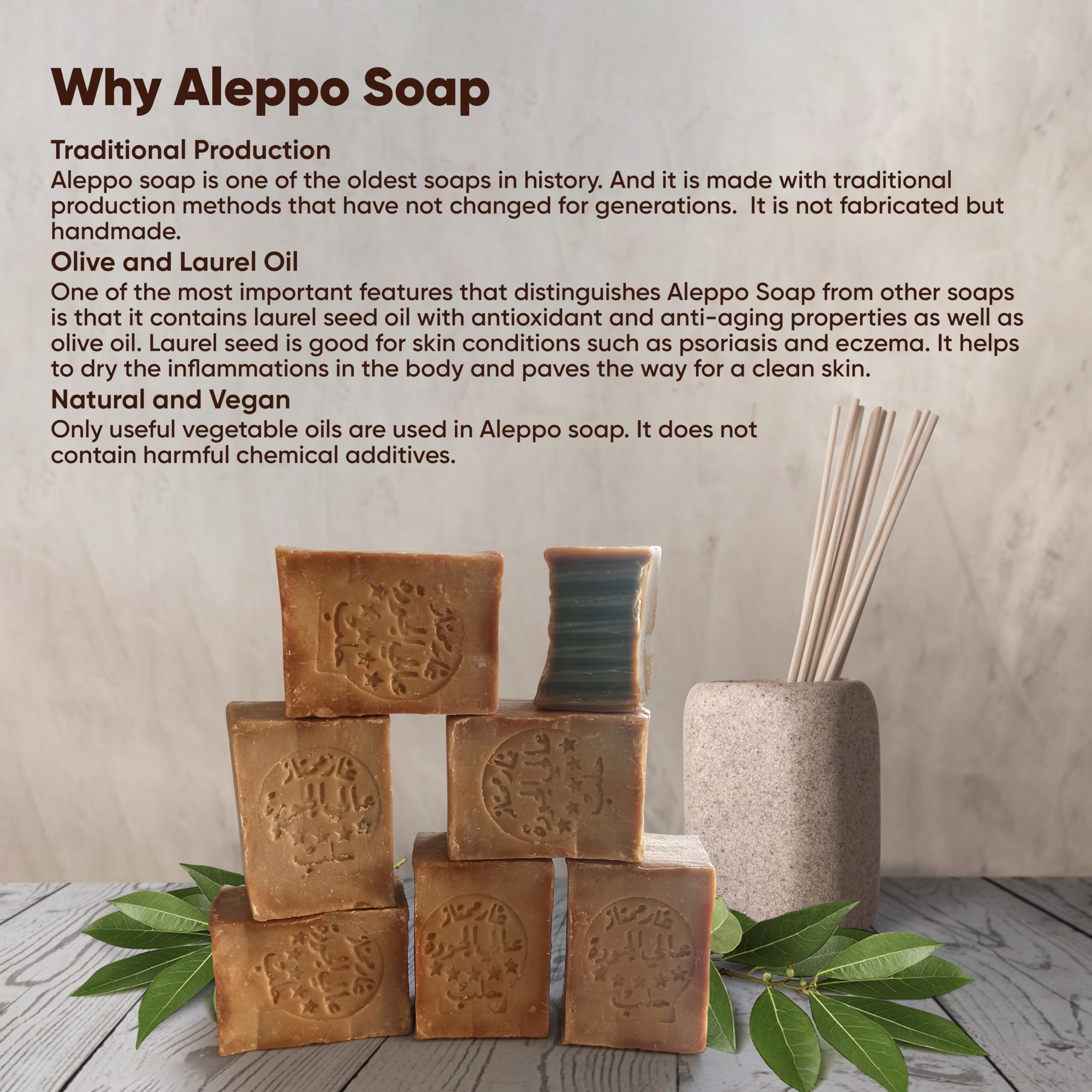 JUSIZA - Aleppo Soap - (2 Pack - 7 oz each)%20 Laurel Oil,%80 Olive Oil, Traditional Production, Natural - Vegan – Handmade…