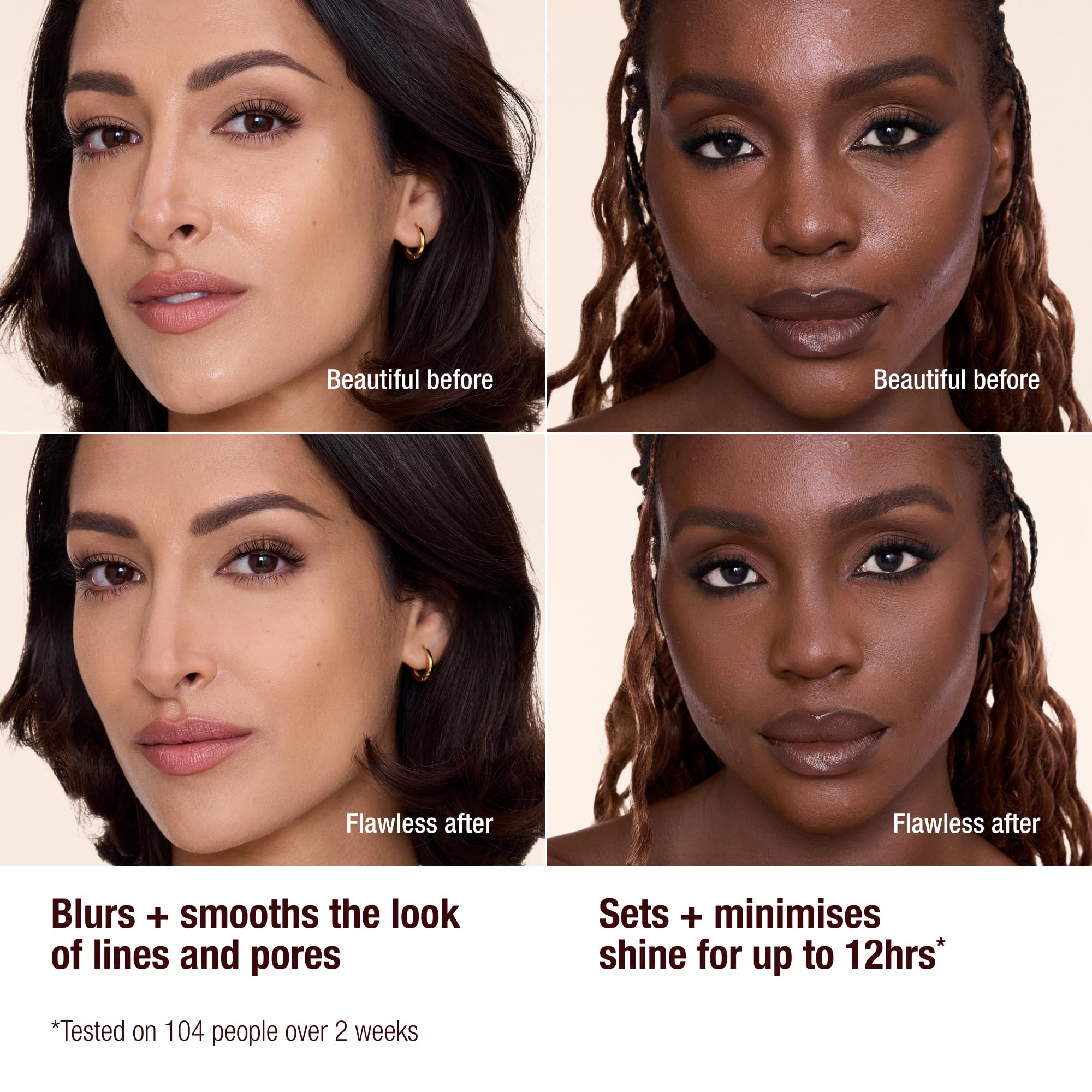 Charlotte Tilbury Airbrush Flawless Finish Setting Powder - Pore-Blurring Pressed Powder for Face Makeup to Minimize Shine with a Soft-Focus Finish - 2 Medium