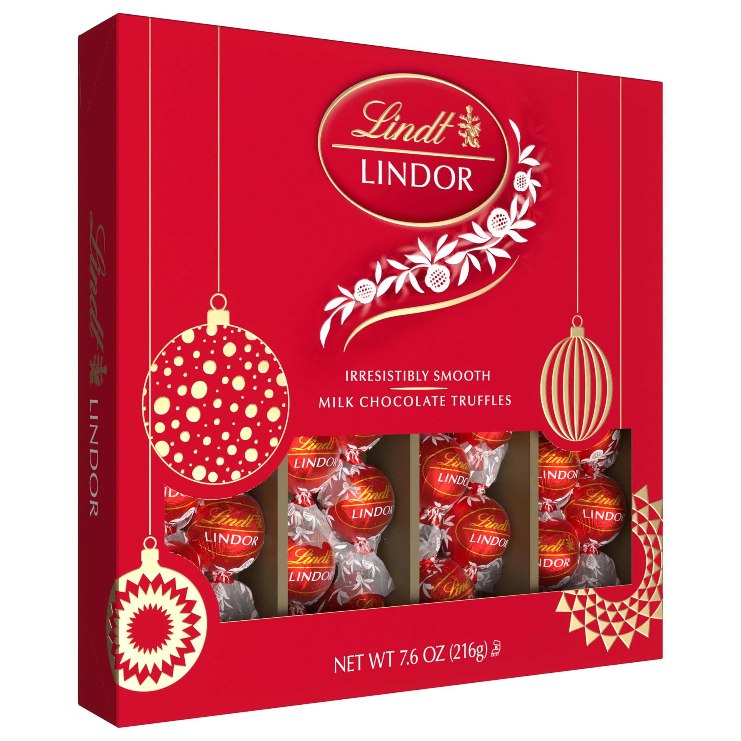 Lindt LINDOR Milk Chocolate Candy Truffles Modern Gift Box, Assorted Chocolate Candy with Smooth, Melting Truffle Center, 7.6 oz.