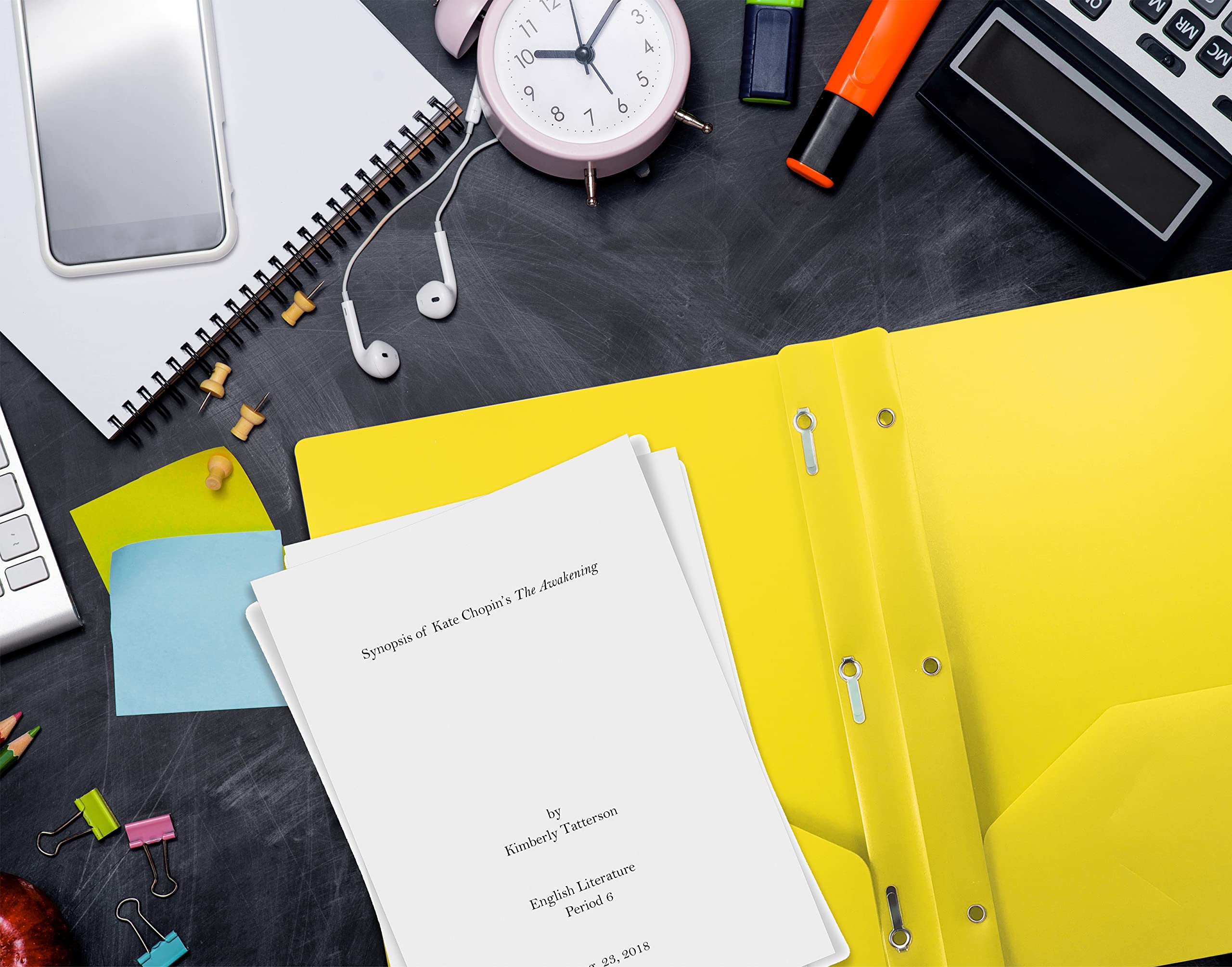 Better Office Products Yellow Plastic 2 Pocket Folders with Prongs, Heavyweight, Letter Size Poly Folders, 24 Pack, with 3 Metal Prongs Fastener Clips, Yellow