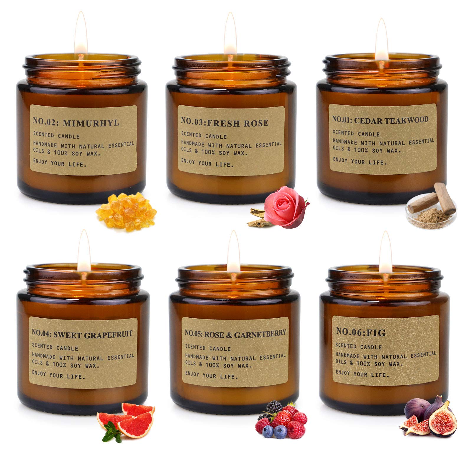 6 Pack Candles for Home Scented, Candles Gift Set, Aromatherapy Jar Candles for Home, 24 OZ 180 Hour Long Lasting Candles, Christmas Candles Gifts Set for Women, Birthday, Valentine, Anniversary